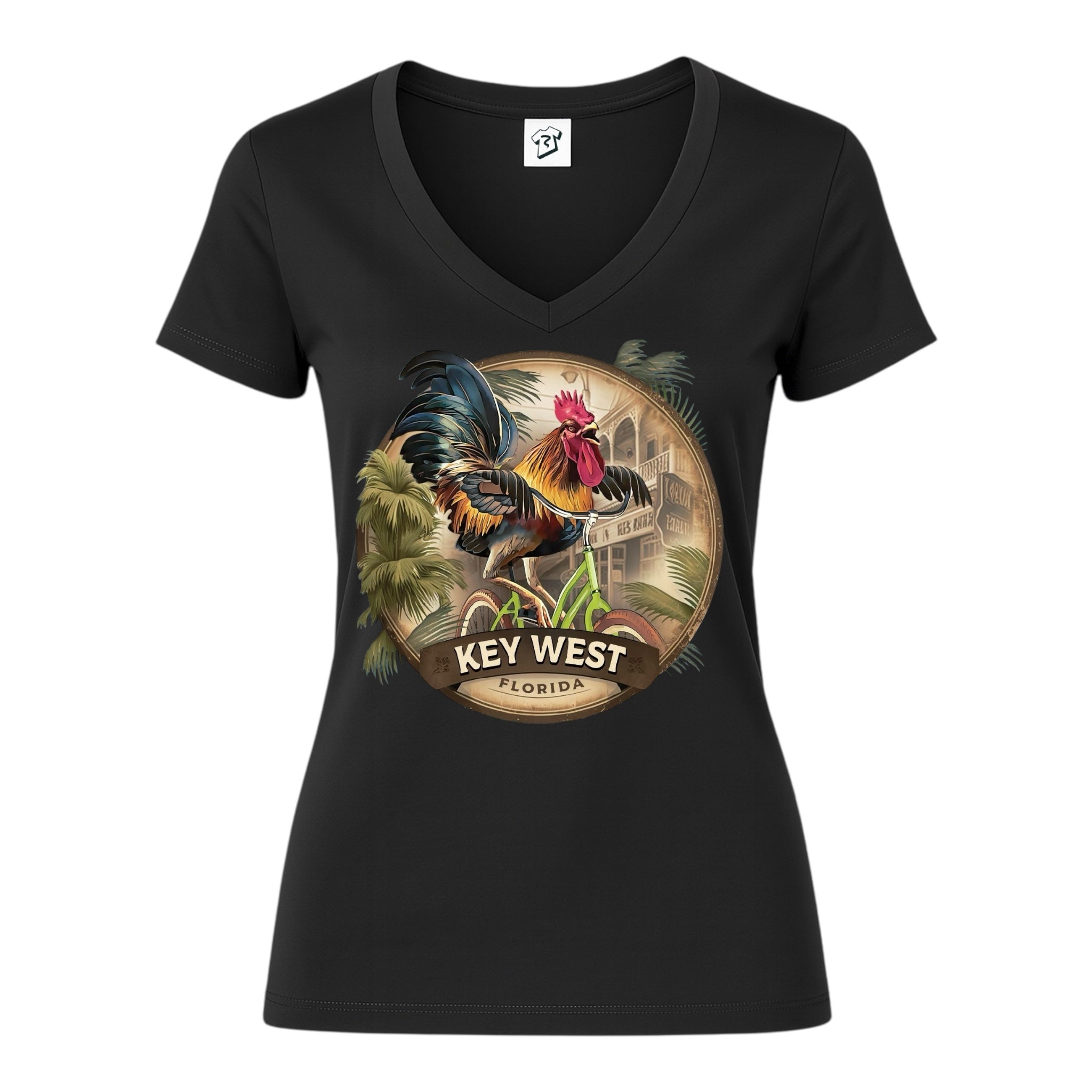 Tees Club v-neck t-shirt Bike Rooster KW - V-Neck Tee Black Size S detail