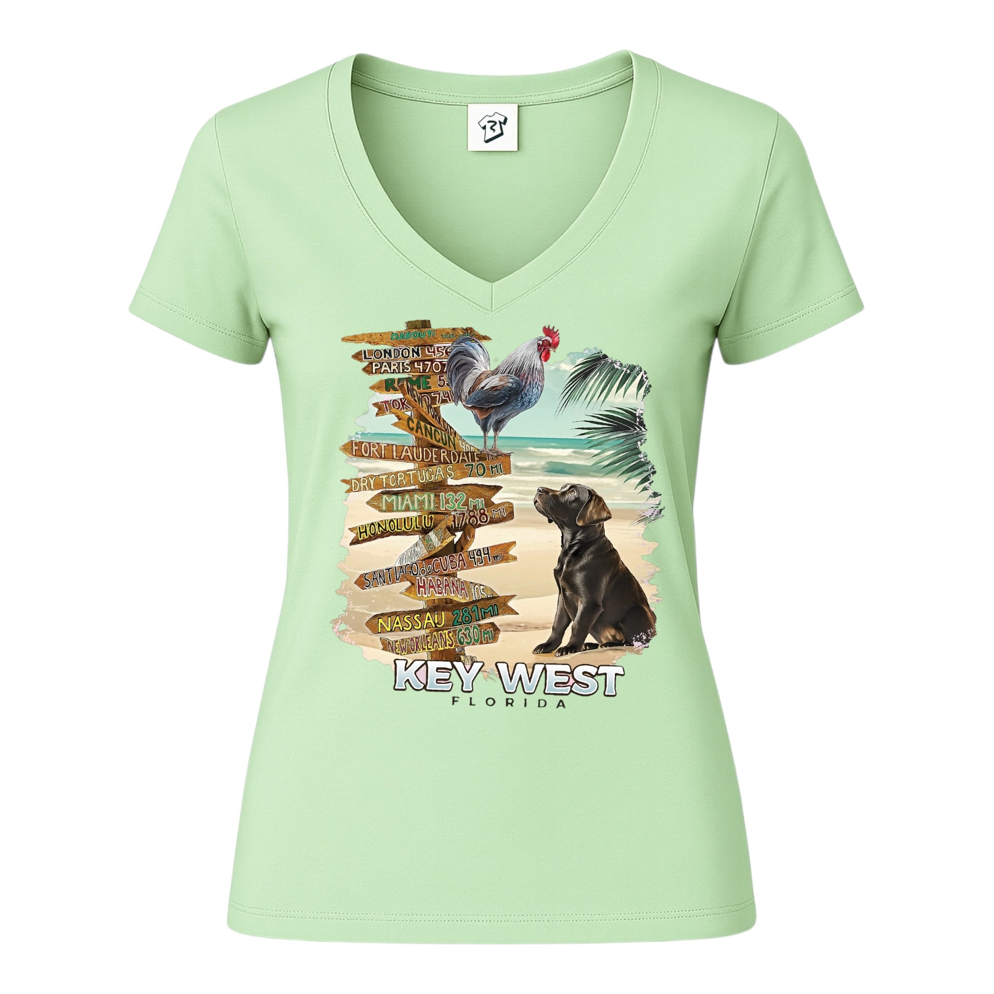 Tees Club v-neck t-shirt Dog and Rooster KW - V-Neck Tee Black Size S detail