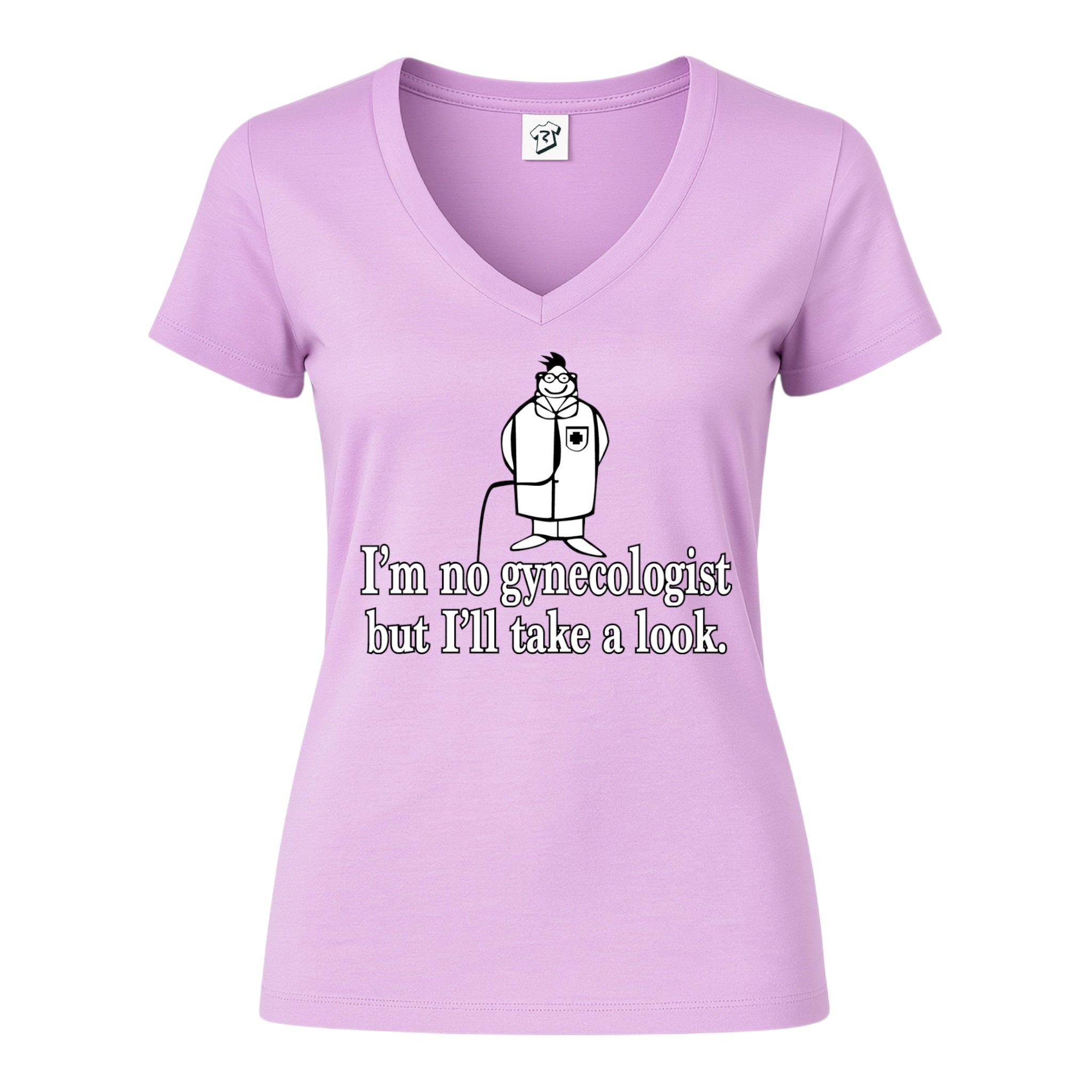 Tees Club v-neck t-shirt I'm No Gynecologist But I'll Take a Look - V-Neck Tee Black Size S detail