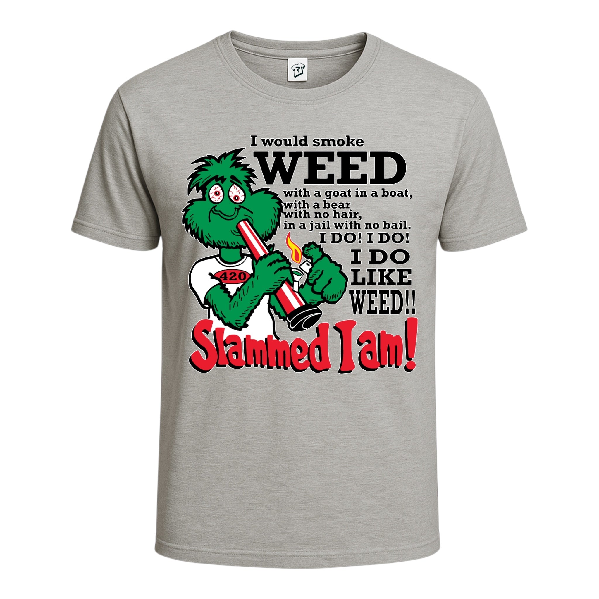 Tees Club graphic tee Slammed I Am Weed - Cotton Tee Navy Size S back view