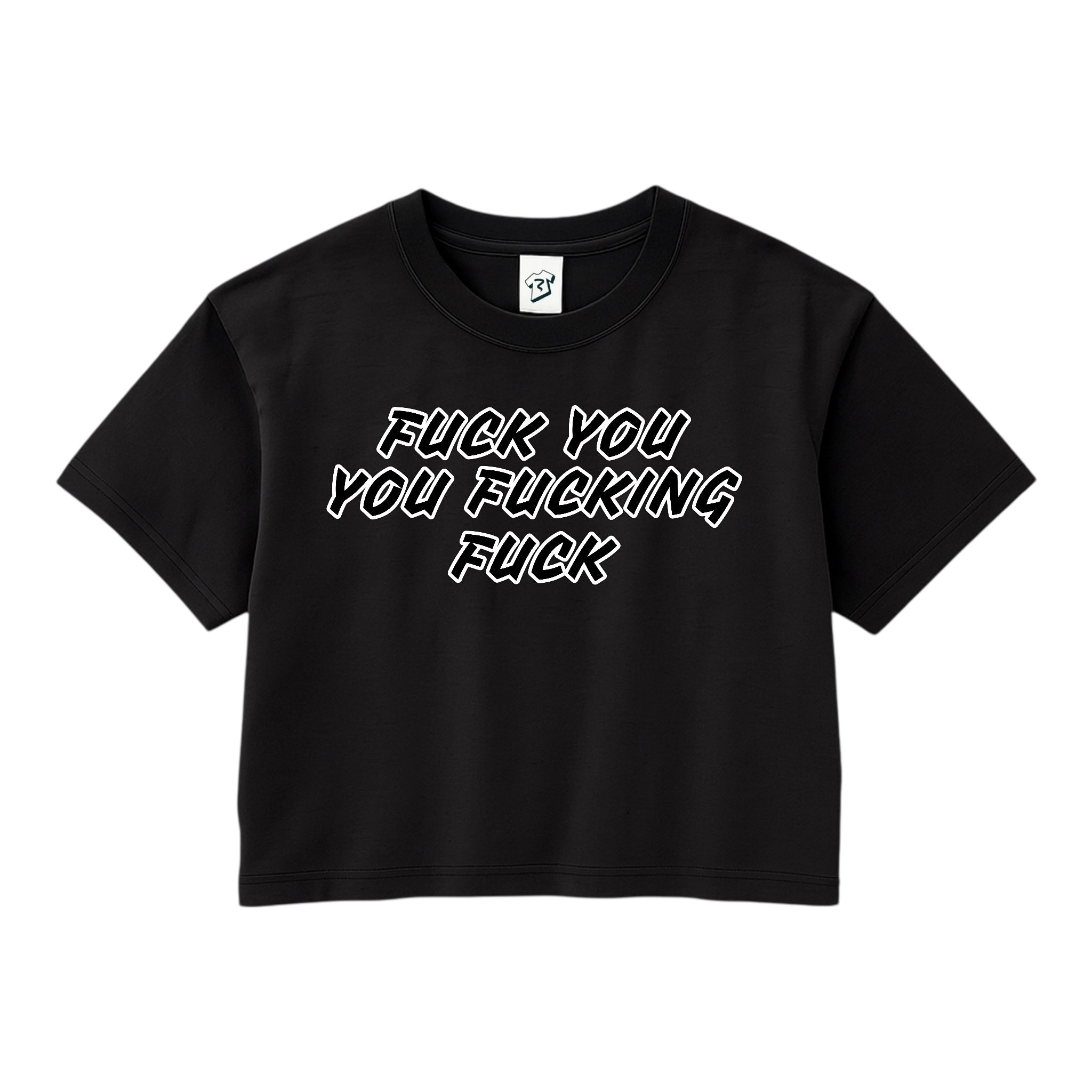 Tees Club crop top Fuck You You Fucking Fuck - Crop Top Black Size XS back view