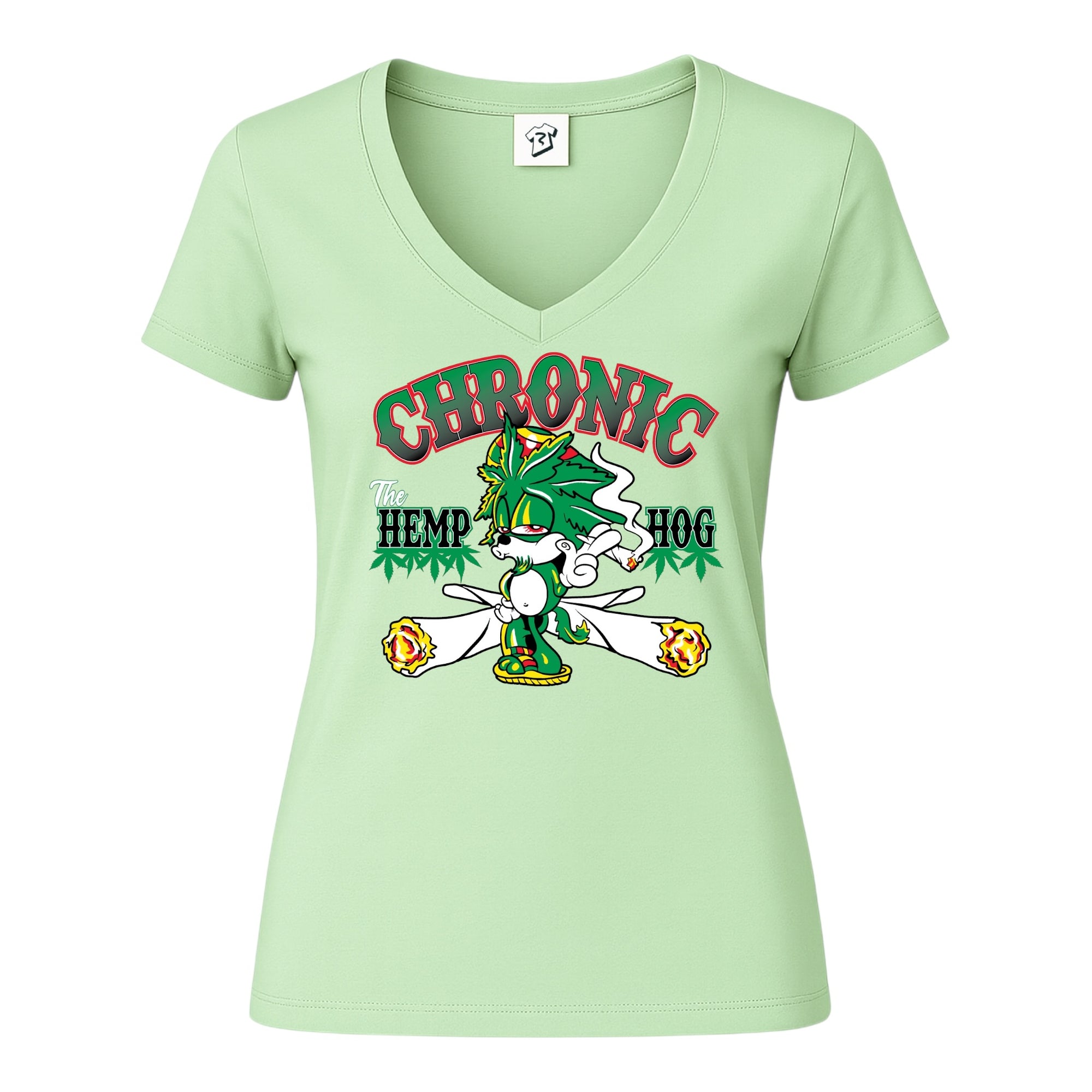 Tees Club v-neck t-shirt Chronic Hemp Dog - V-Neck Tee Black Size XS back view