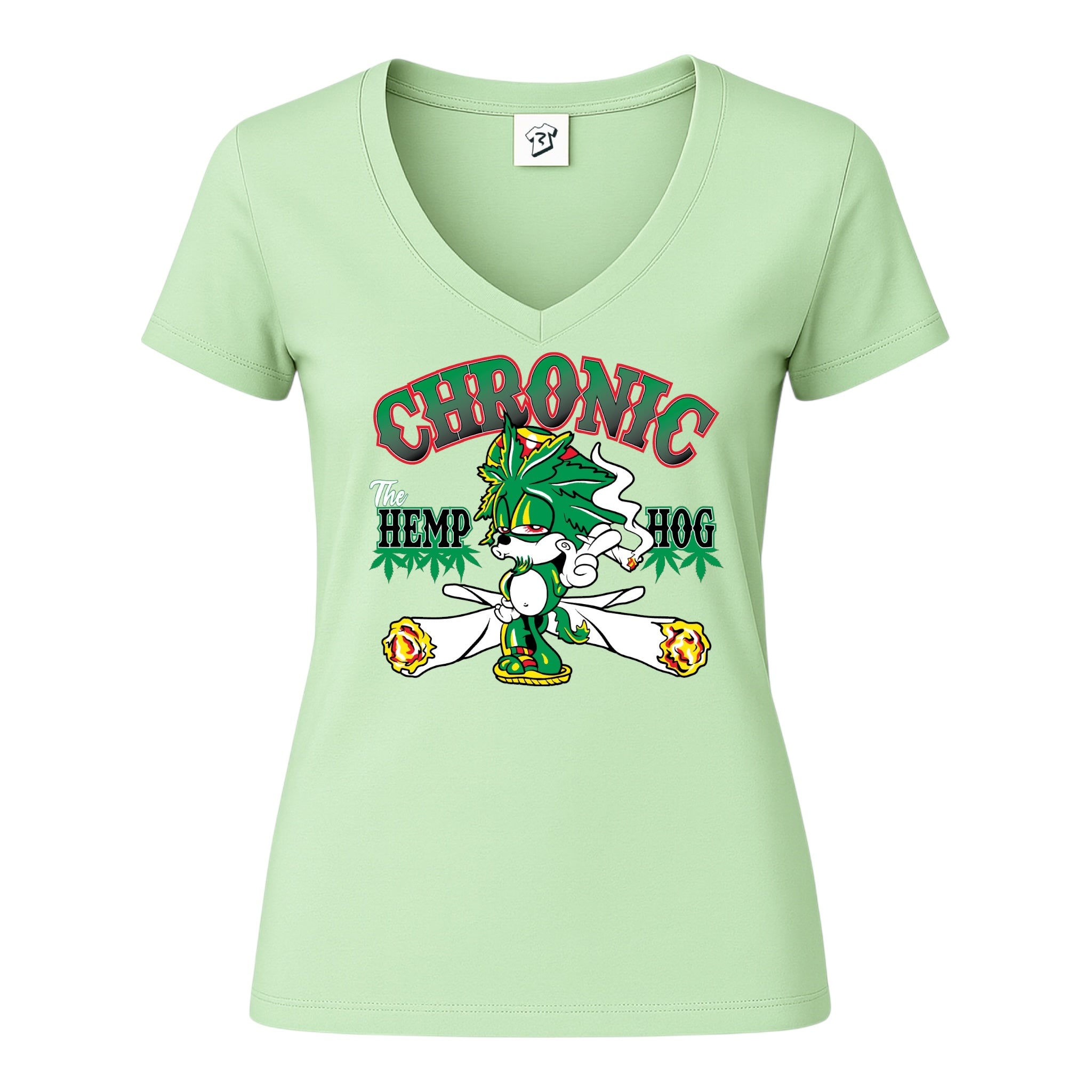 Tees Club v-neck t-shirt Chronic Hemp Dog - V-Neck Tee Black Size XS back view