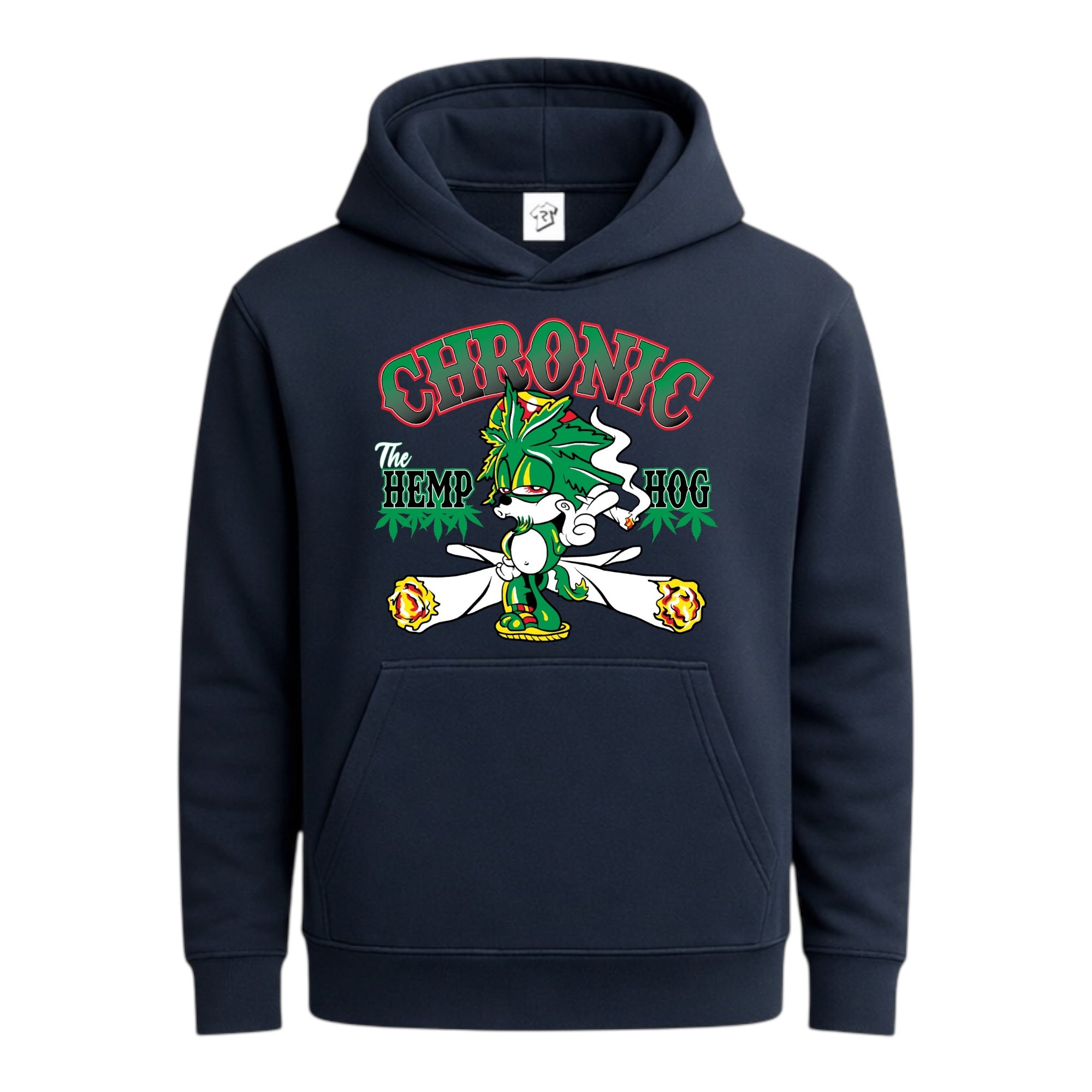 Tees Club streetwear hoodie Chronic Hemp Dog - Hoodie Navy Size S back view