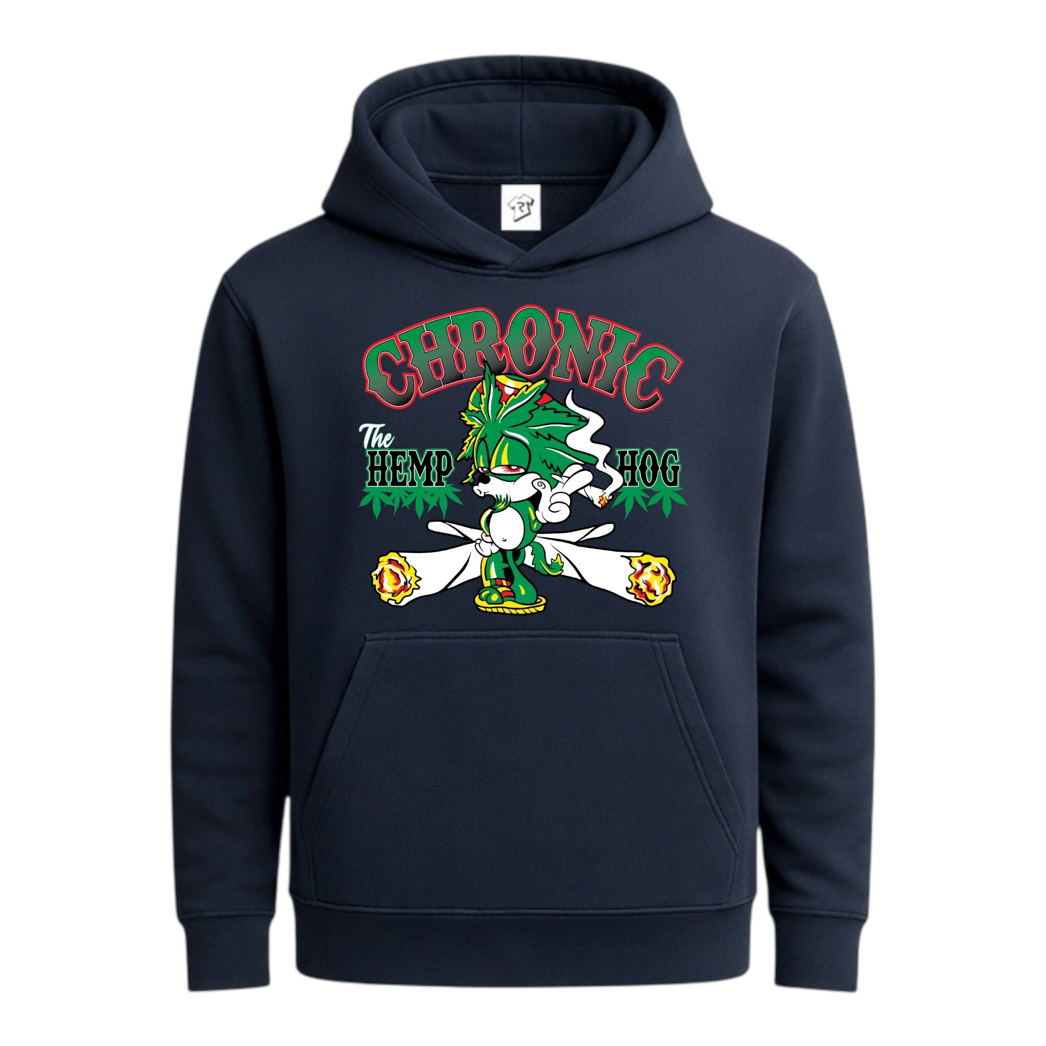 Tees Club streetwear hoodie Chronic Hemp Dog - Hoodie Navy Size S back view