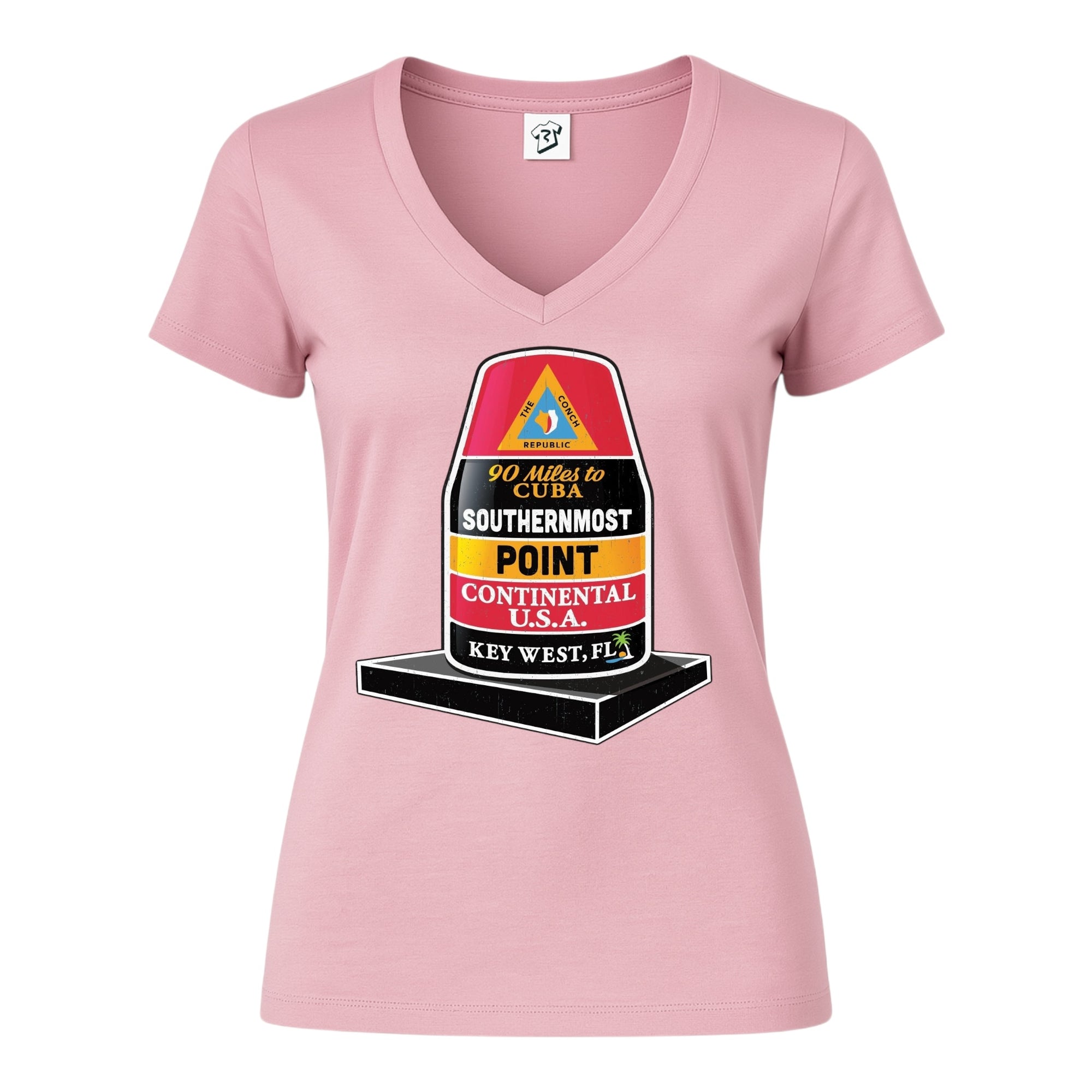 Tees Club v-neck t-shirt Southernmost Point KW - V-Neck Tee Black Size XS front view