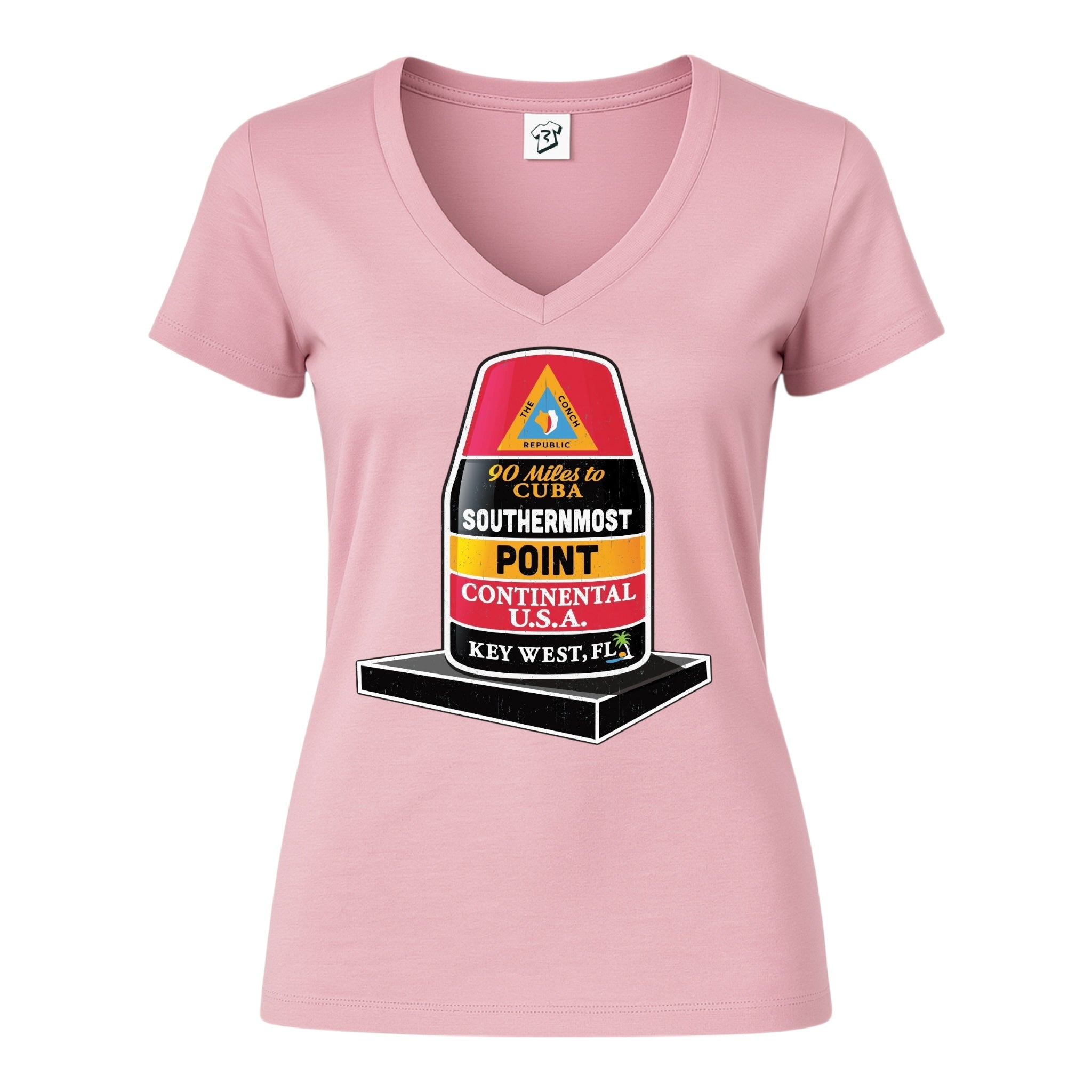 Tees Club v-neck t-shirt Southernmost Point KW - V-Neck Tee Black Size XS front view