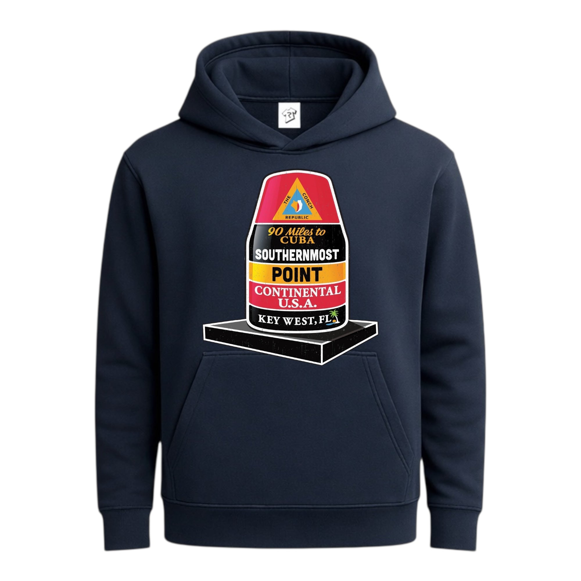 Tees Club streetwear hoodie Southernmost Point KW - Hoodie Navy Size S front view
