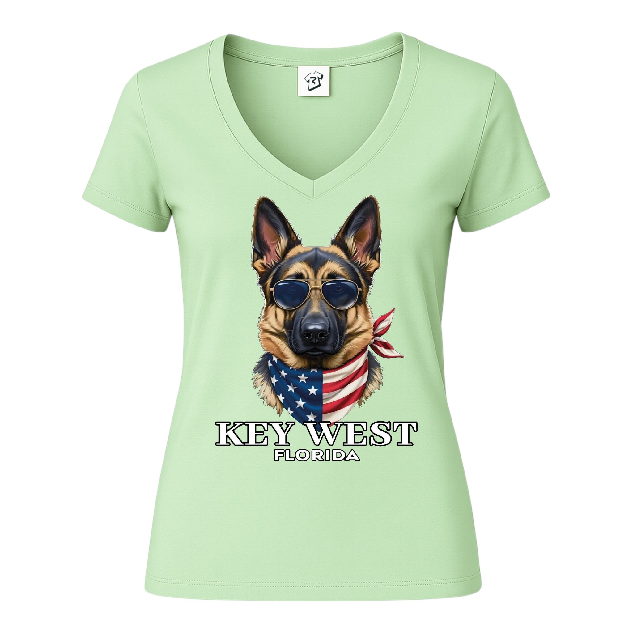 Tees Club v-neck t-shirt German Shepherd KW - V-Neck Tee Black Size XS back view