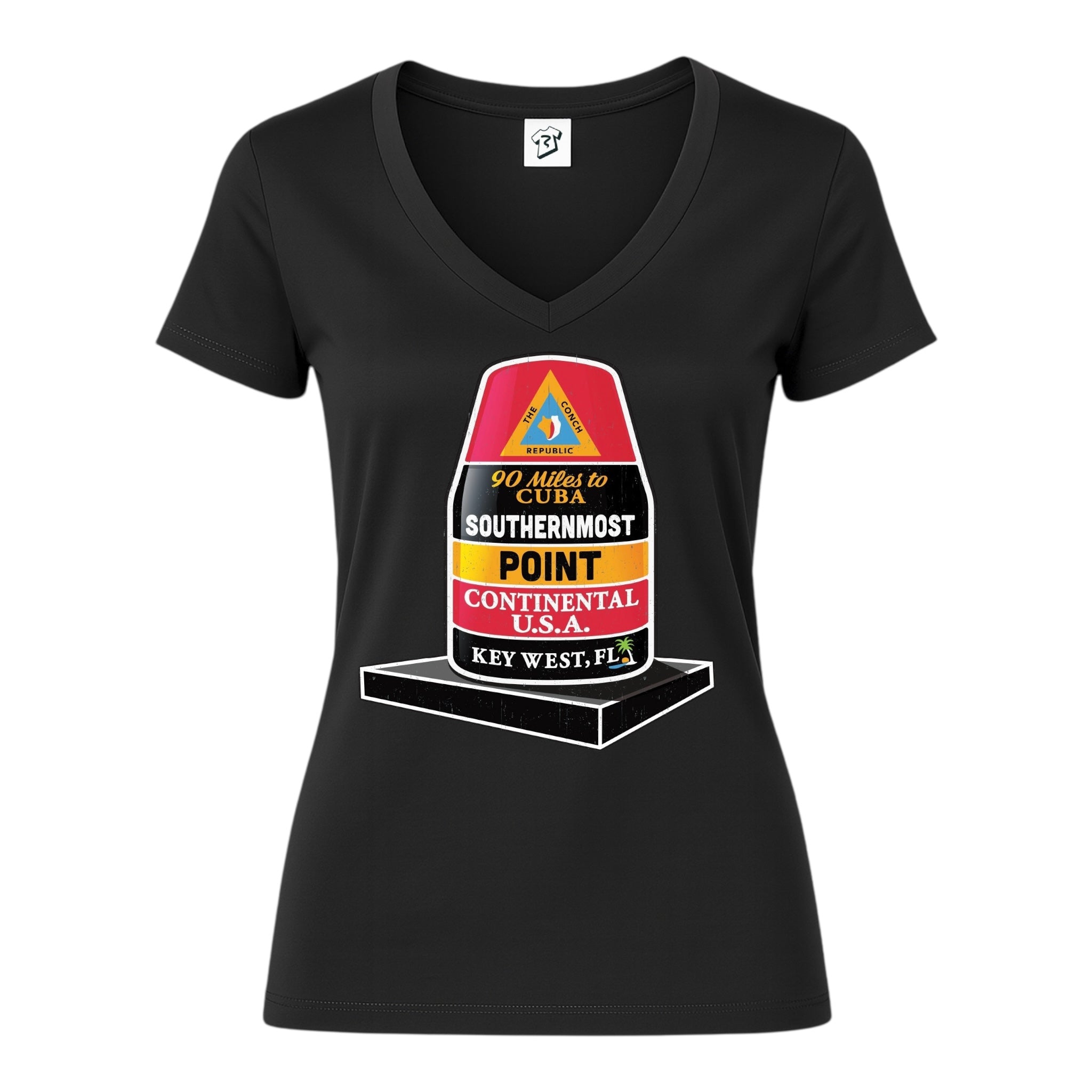 Tees Club v-neck t-shirt Southernmost Point KW - V-Neck Tee Black Size S detail