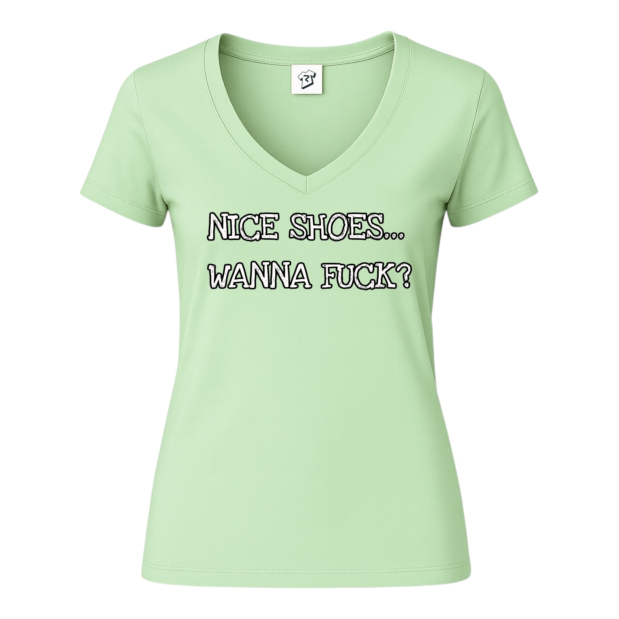 Tees Club v-neck t-shirt Nice Shoes...Wanna Fuck? - V-Neck Tee Black Size S detail