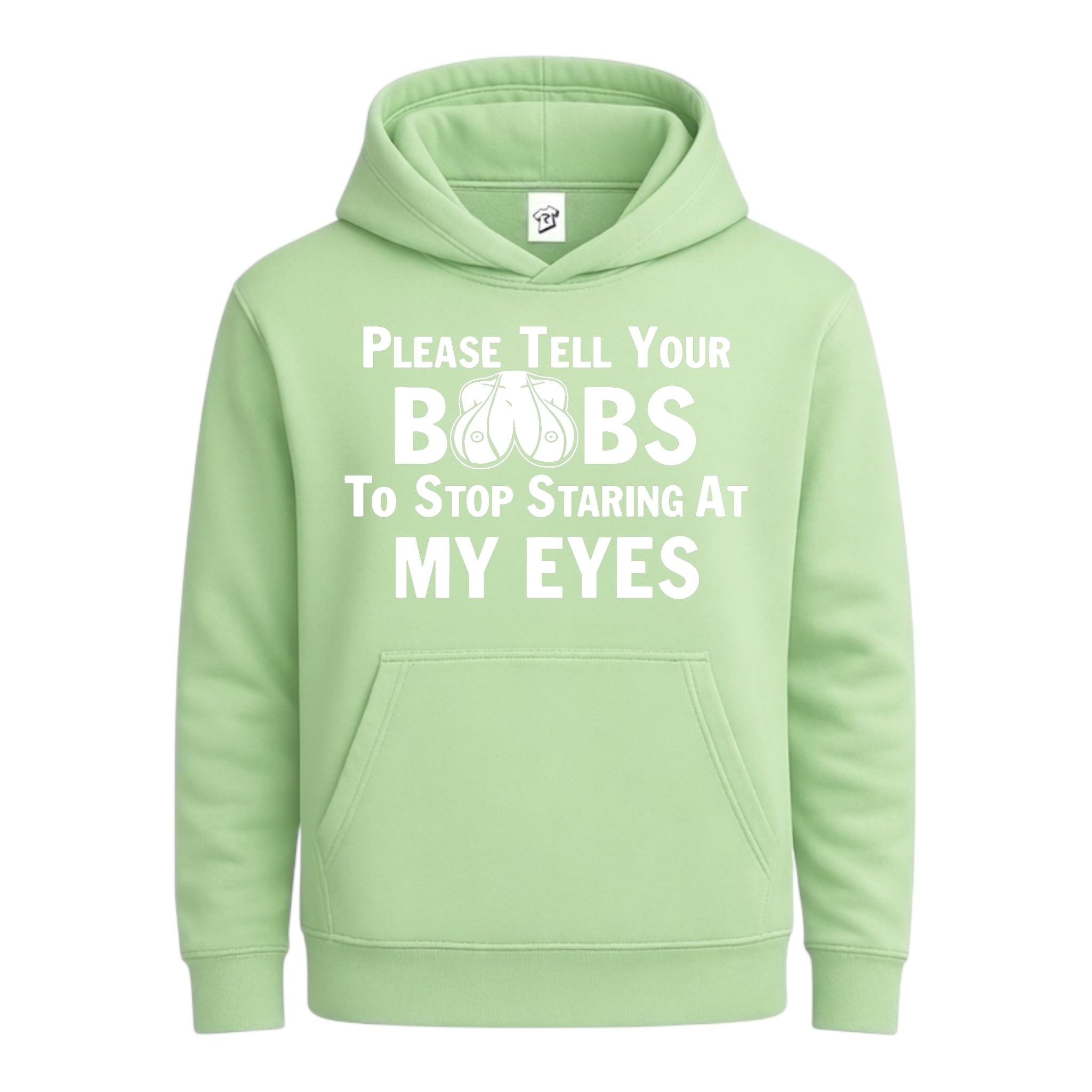Tees Club streetwear hoodie Please Tell Your Boobs to Stop Staring At My Eyes - Hoodie Navy Size L detail