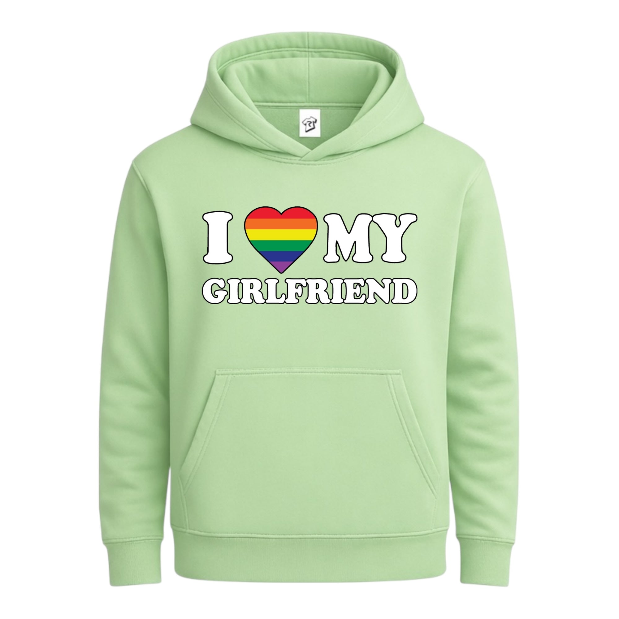 Tees Club streetwear hoodie I Love My Girlfriend (Pride) - Hoodie Navy Size S front view