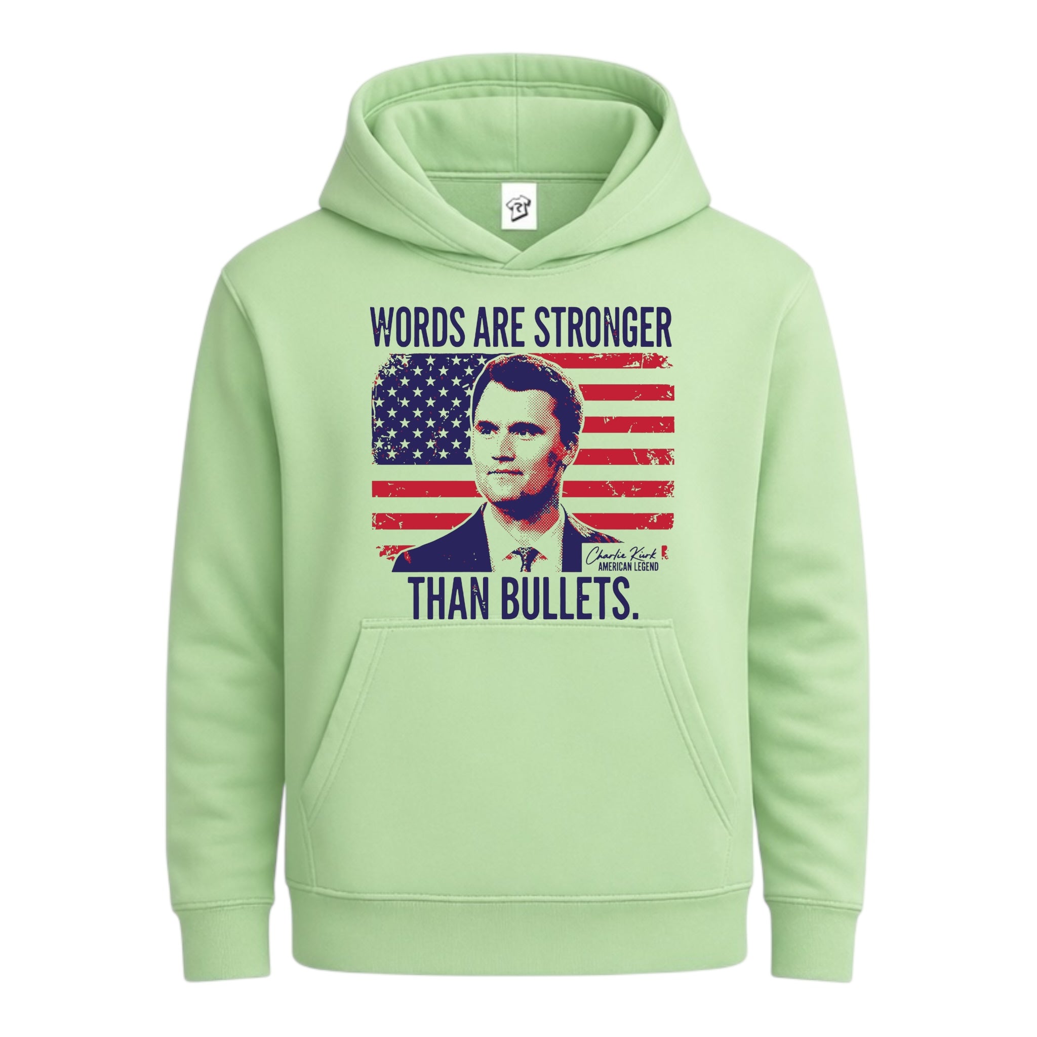 Tees Club streetwear hoodie Words Are Stronger Than Bullets Charlie Kirk - Hoodie Size M detail
