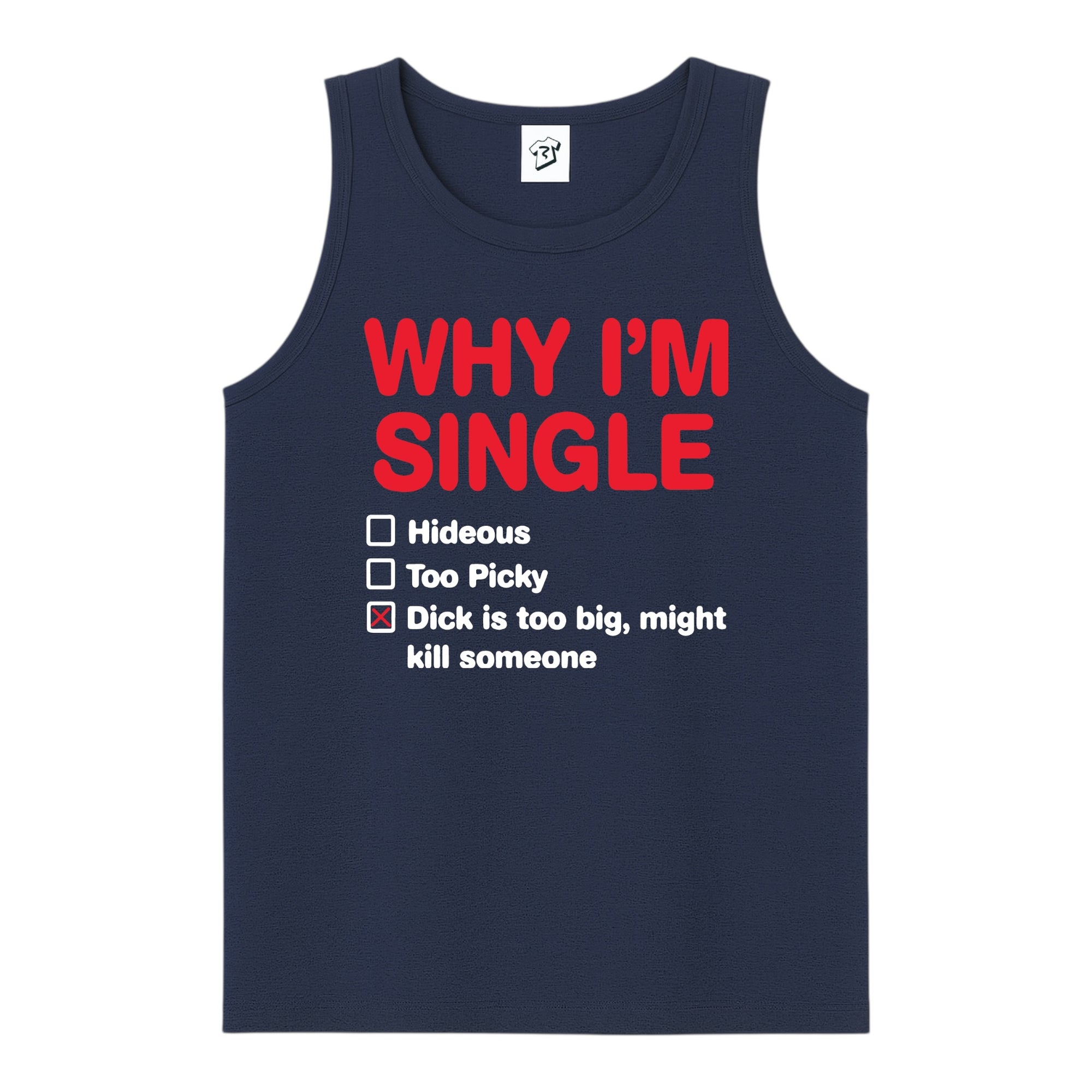 Tees Club tank top Why I'm Single - Tank Top Navy Size S front view
