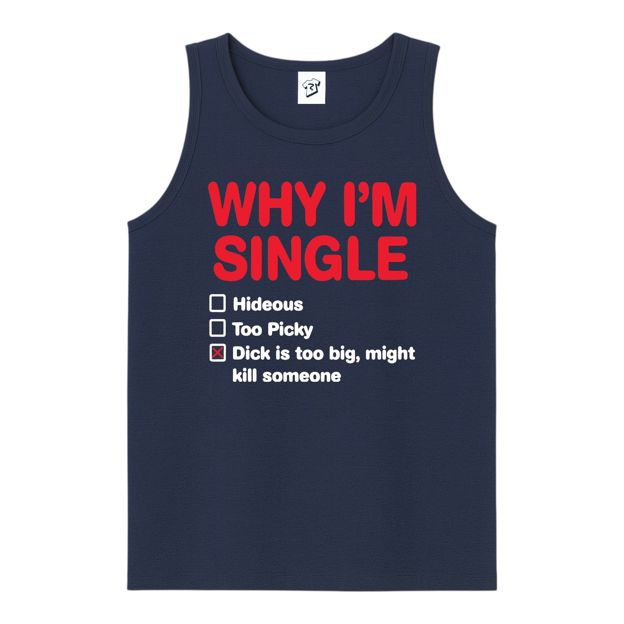Tees Club tank top Why I'm Single - Tank Top Navy Size S front view