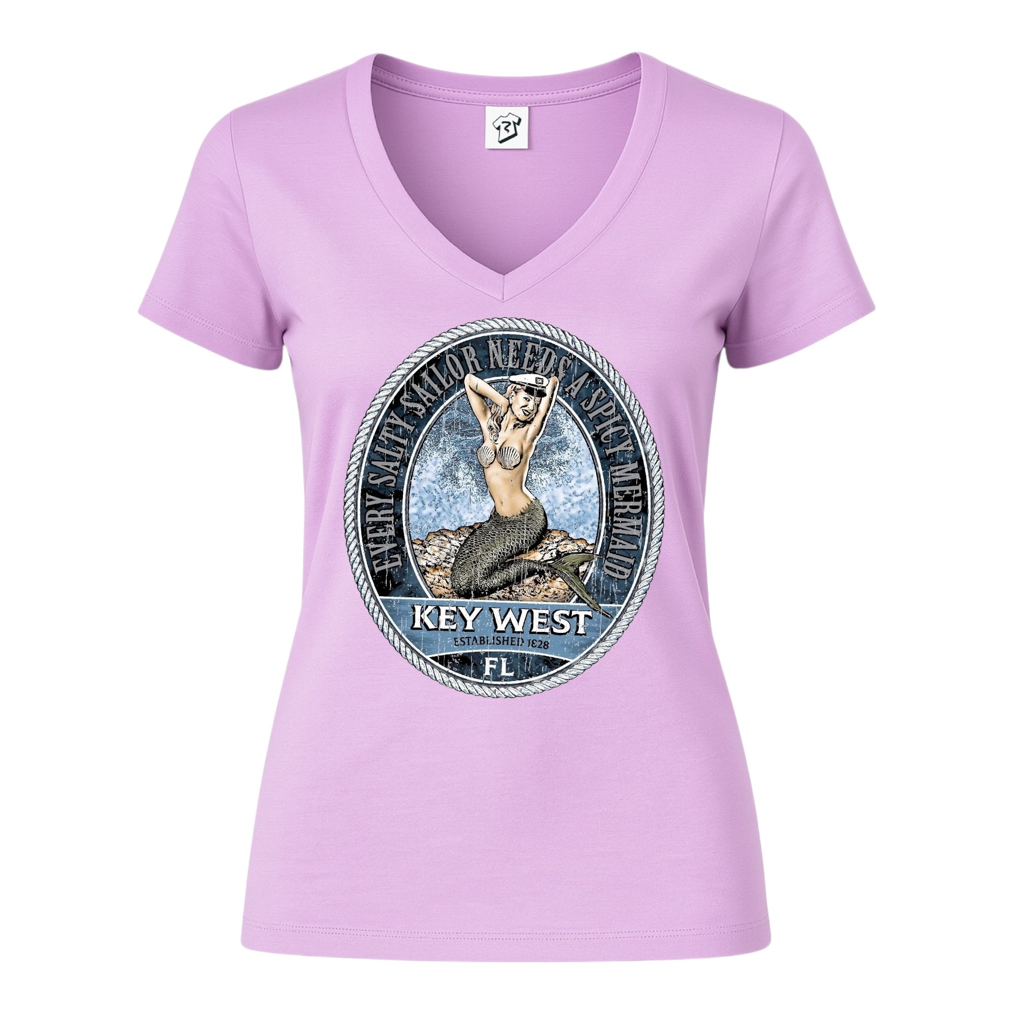 Tees Club v-neck t-shirt Mermaid KW - V-Neck Tee Black Size XS front view