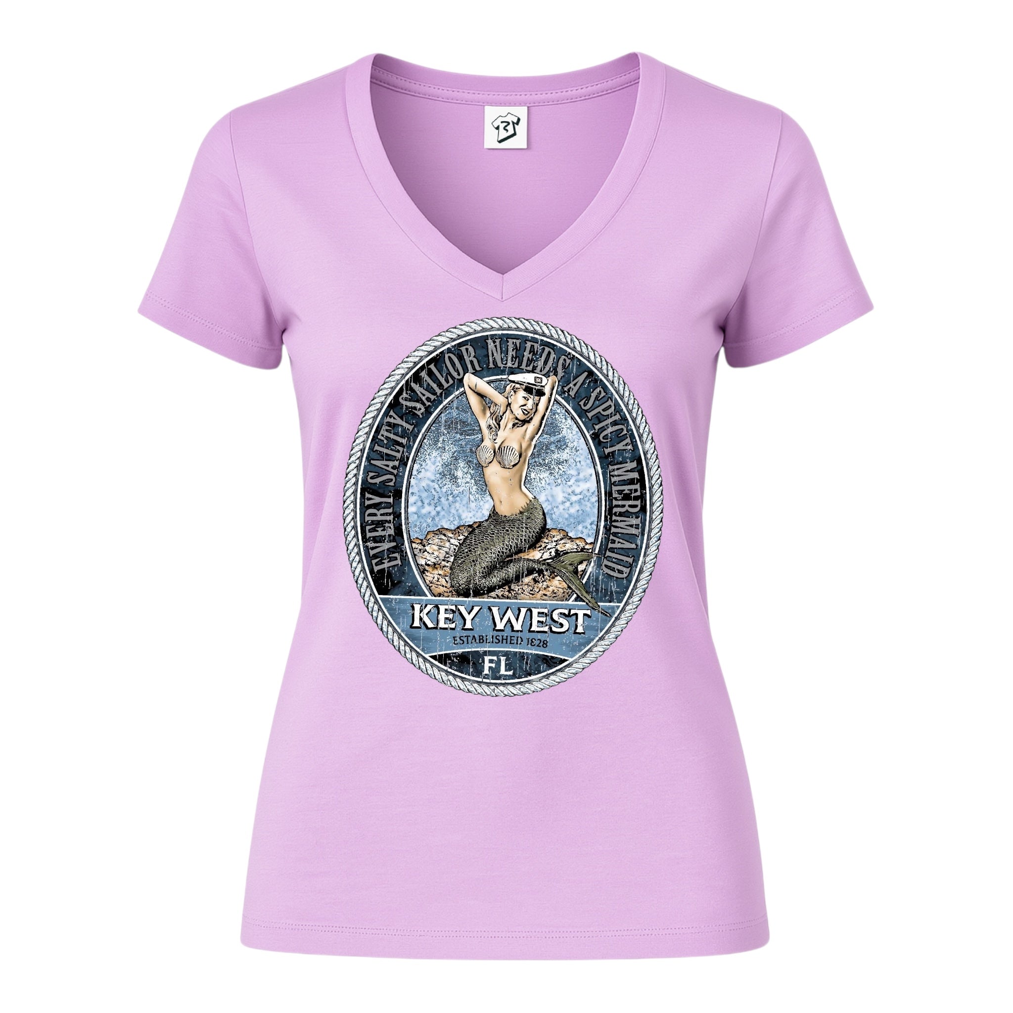 Tees Club v-neck t-shirt Mermaid KW - V-Neck Tee Black Size XS front view