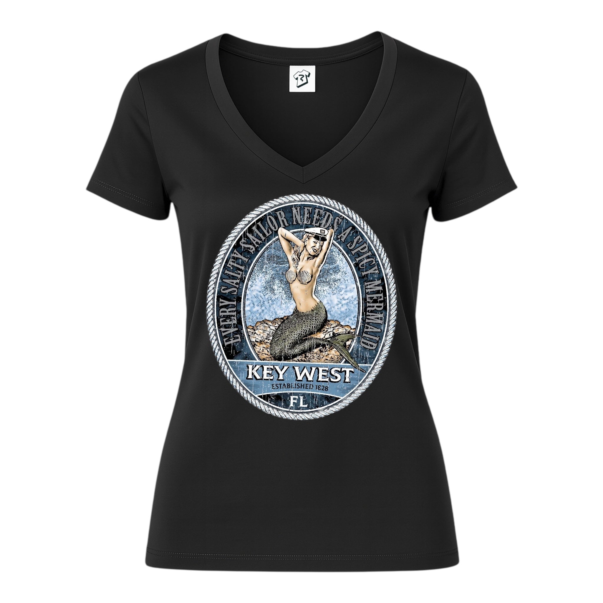 Tees Club v-neck t-shirt Mermaid KW - V-Neck Tee Black Size S detail