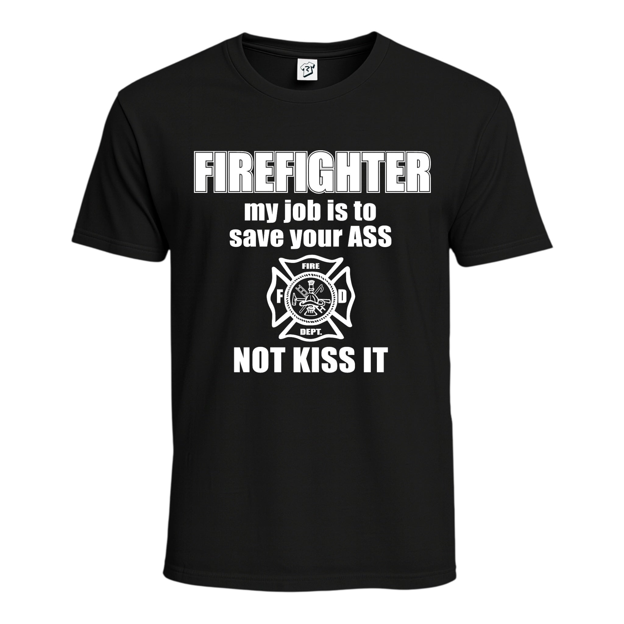 Tees Club graphic tee Firefighter My Job Is to Save Your Ass Not Kiss It - Cotton Tee Navy Size M detail