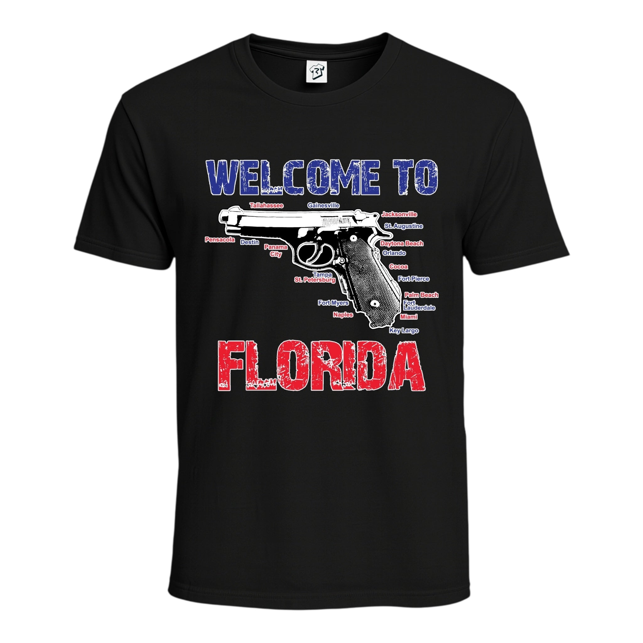 Tees Club graphic tee Welcome to Florida - Cotton Tee Navy Size M detail
