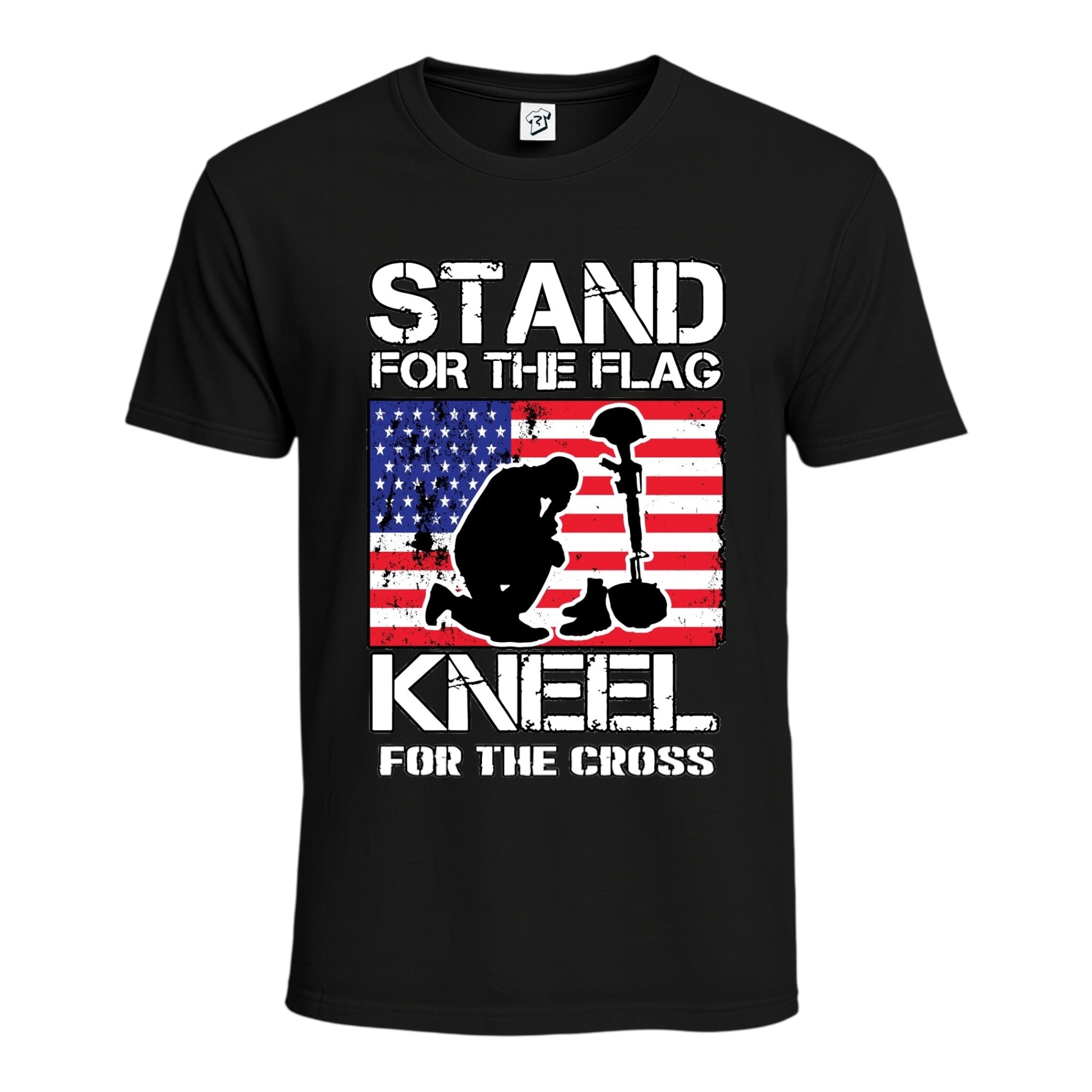 Tees Club graphic tee Stand for the Flag Kneel for the Cross - Cotton Tee Navy Size M detail