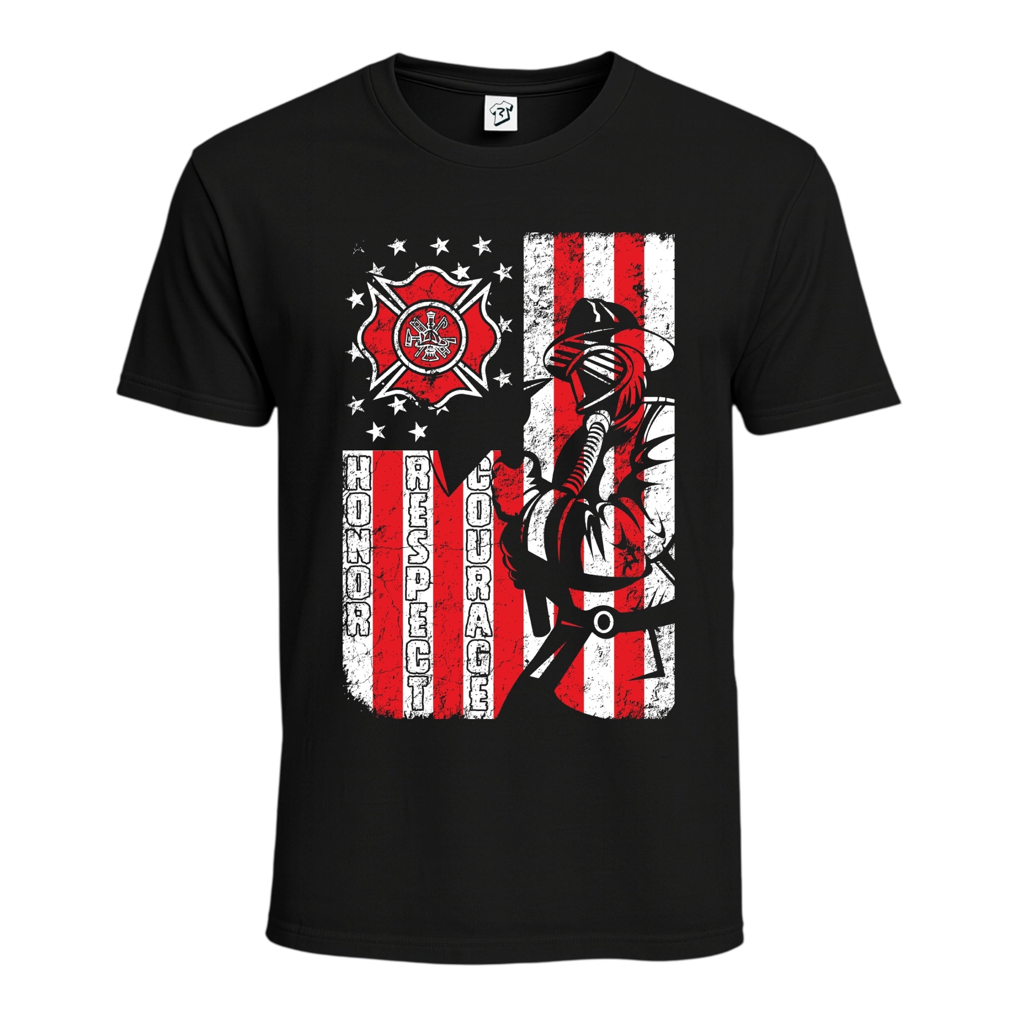 Tees Club graphic tee Firefighters Honor Respect - Cotton Tee Navy Size M detail