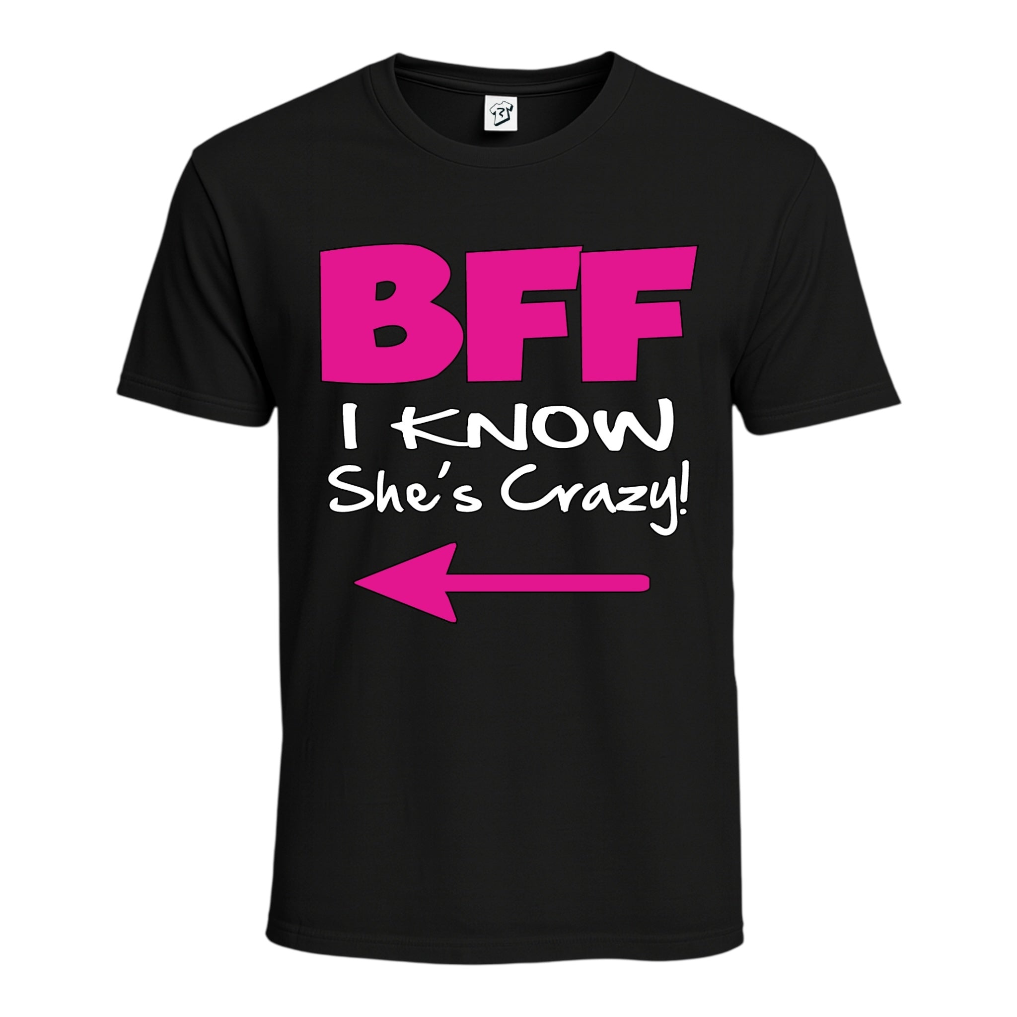 Tees Club graphic tee BFF I Know She Is Crazy - Cotton Tee Navy Size S front view