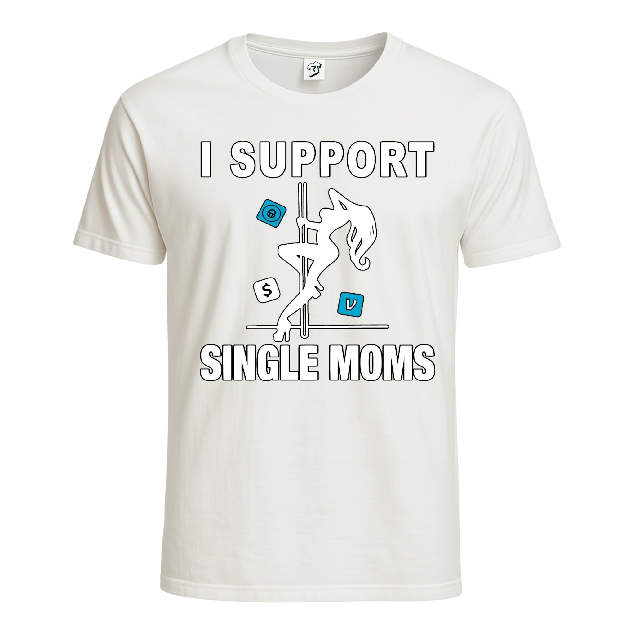 Tees Club graphic tee I Support Single Moms - Cotton Tee Navy Size 3XL detail