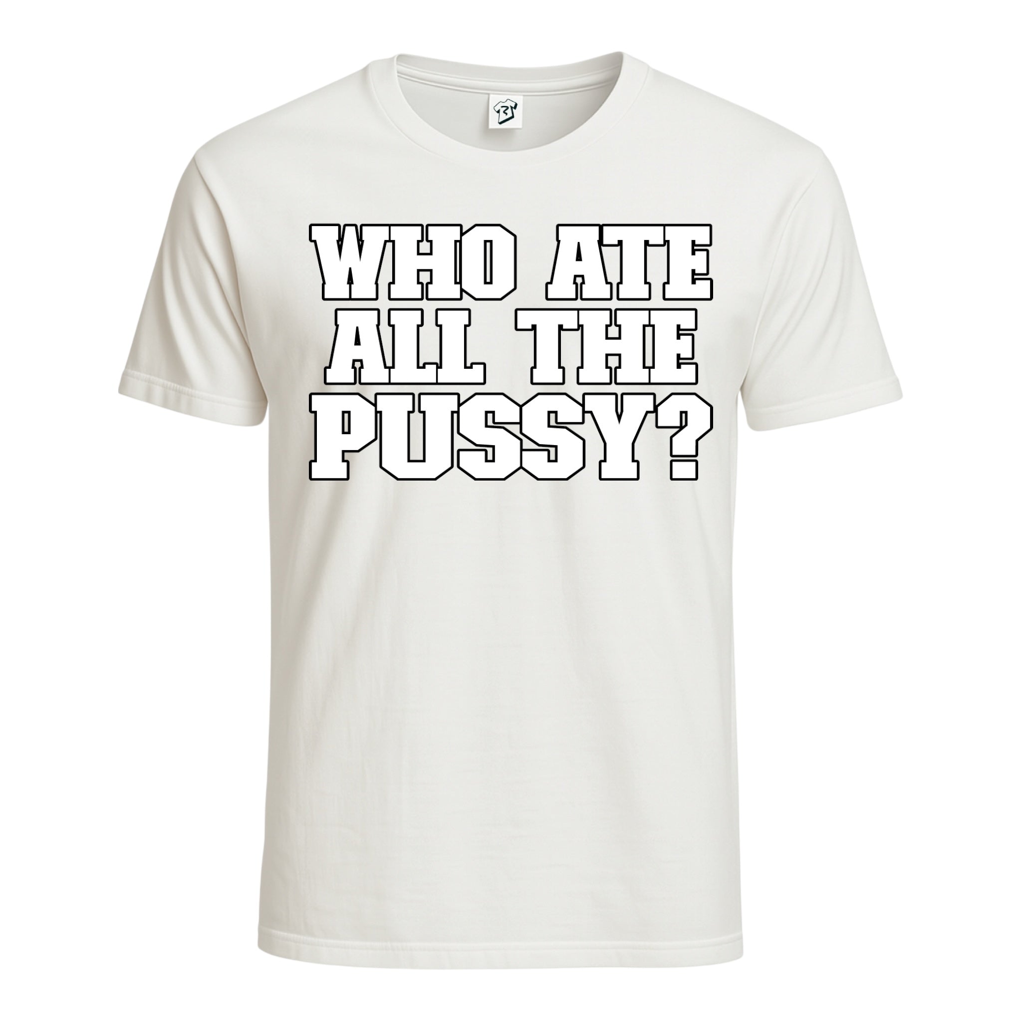 Tees Club graphic tee Who Ate All The Pussy? - Cotton Tee Navy Size 2XL detail