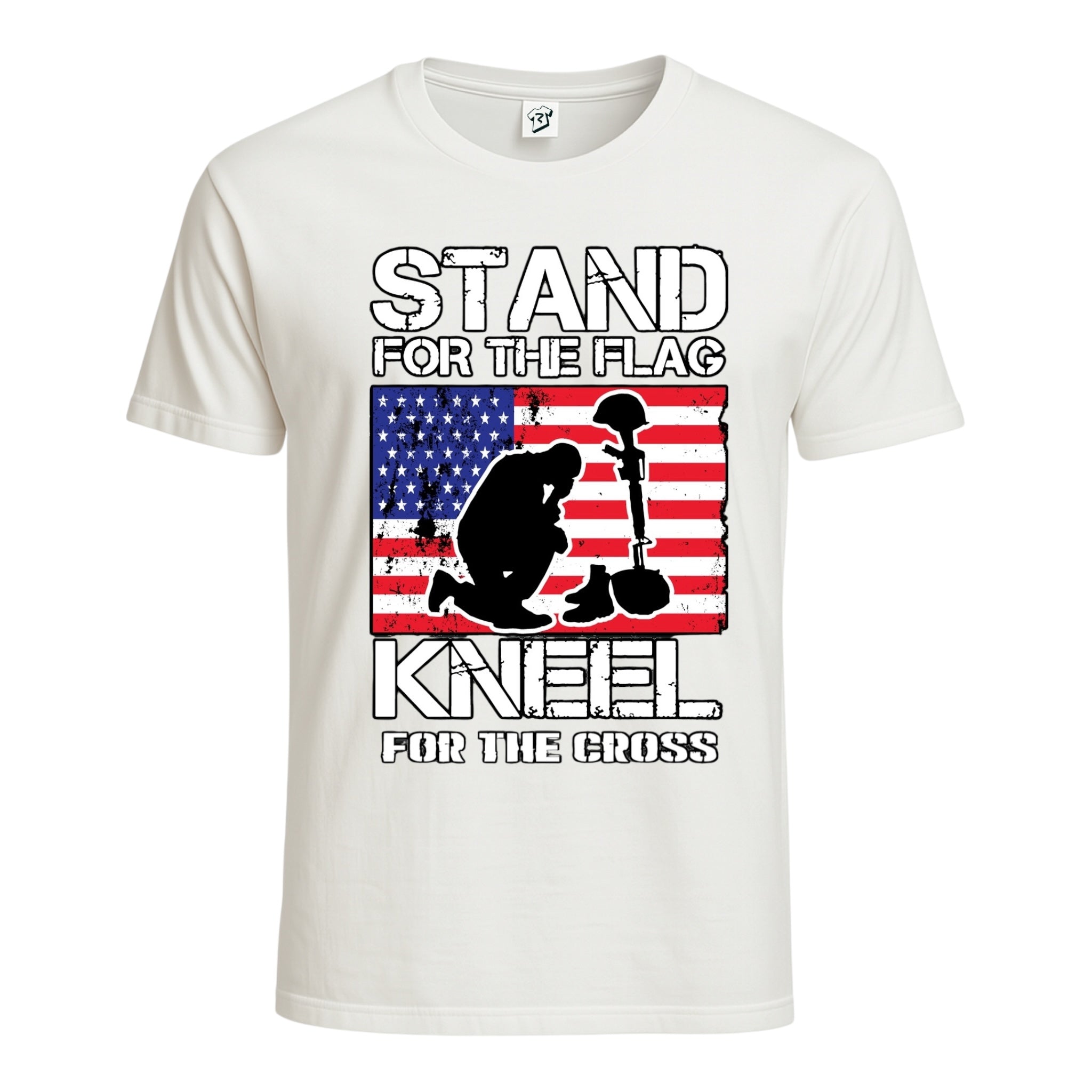 Tees Club graphic tee Stand for the Flag Kneel for the Cross - Cotton Tee Navy Size 2XL detail