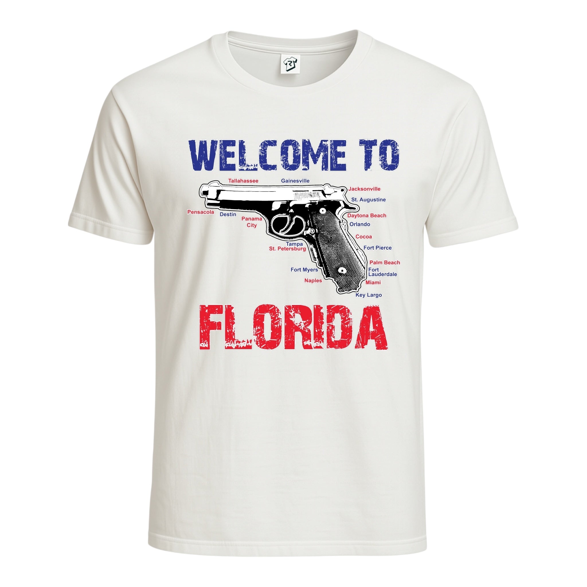 Tees Club graphic tee Welcome to Florida - Cotton Tee Navy Size 3XL detail