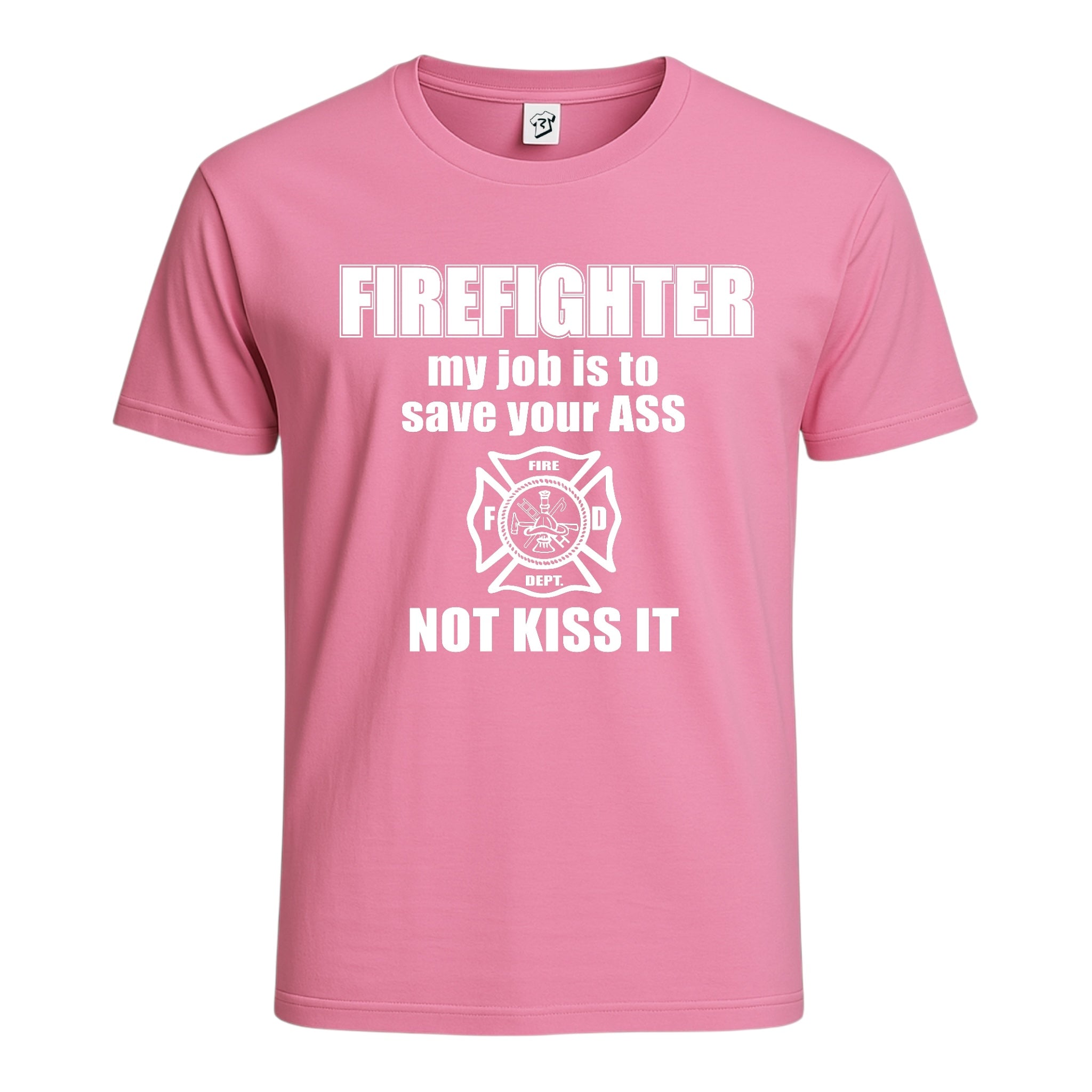 Tees Club graphic tee Firefighter My Job Is to Save Your Ass Not Kiss It - Cotton Tee Navy Size S back view