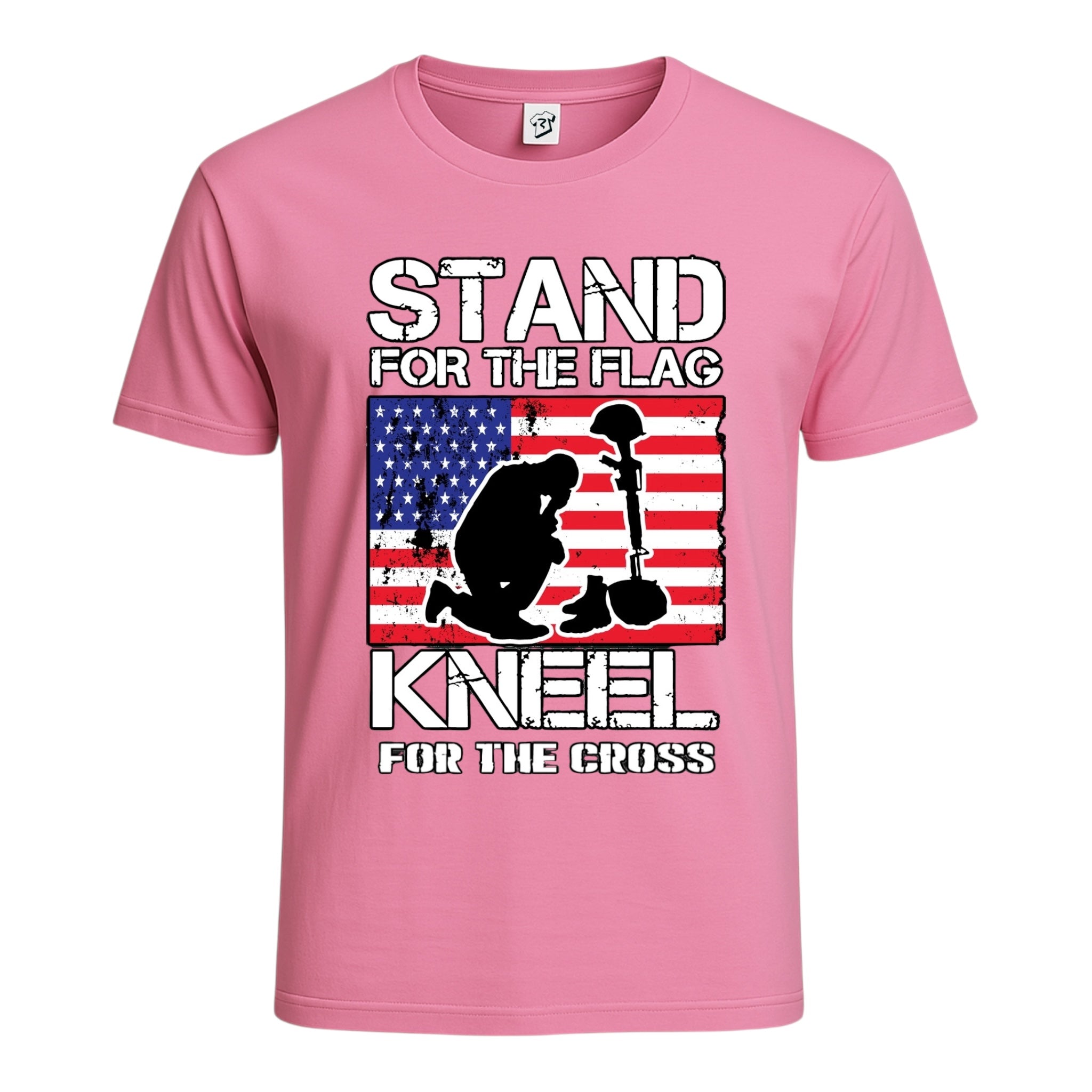 Tees Club graphic tee Stand for the Flag Kneel for the Cross - Cotton Tee Navy Size M detail