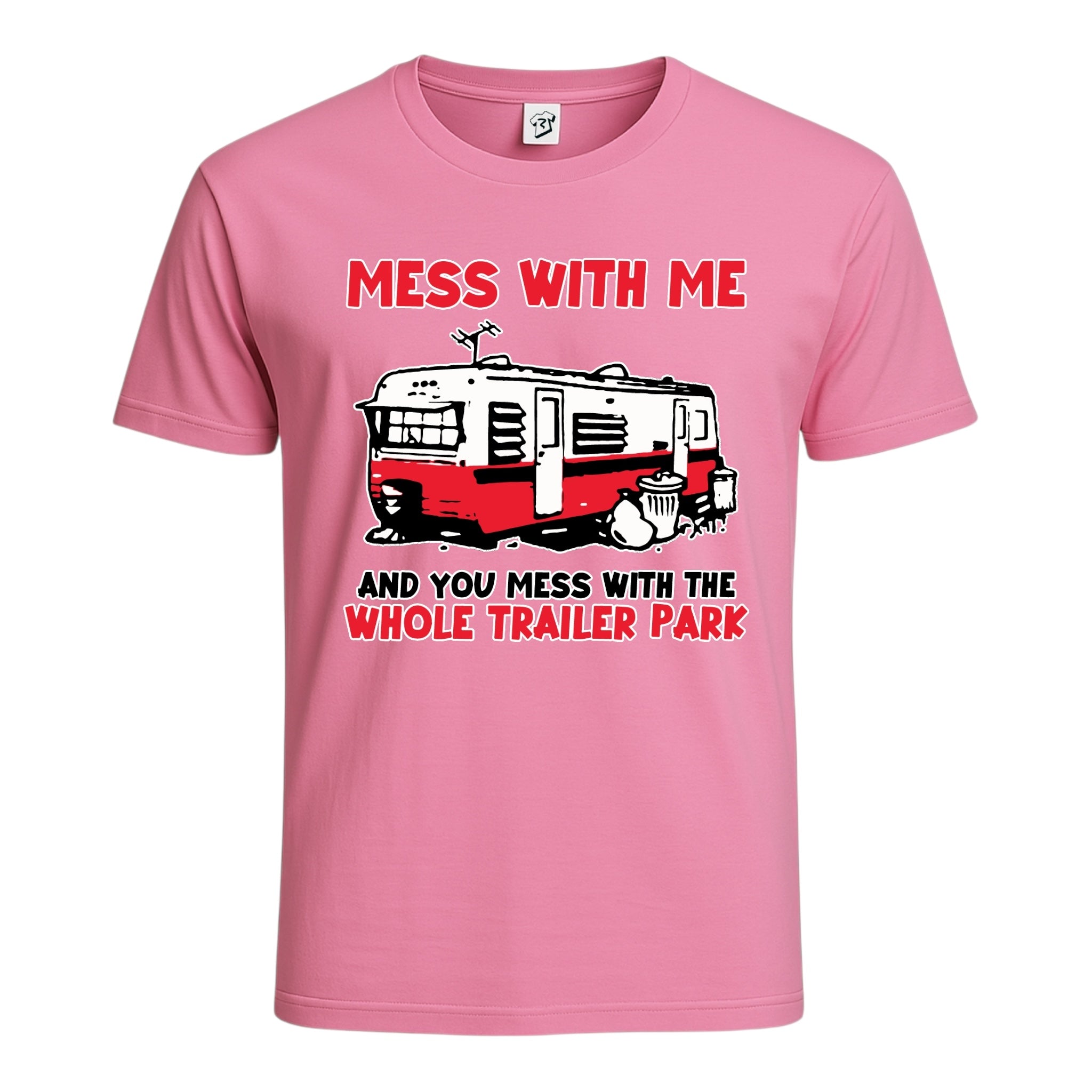 Tees Club graphic tee Mess With Me You Mess With the Whole Trailer Park - Cotton Tee Navy Size S back view