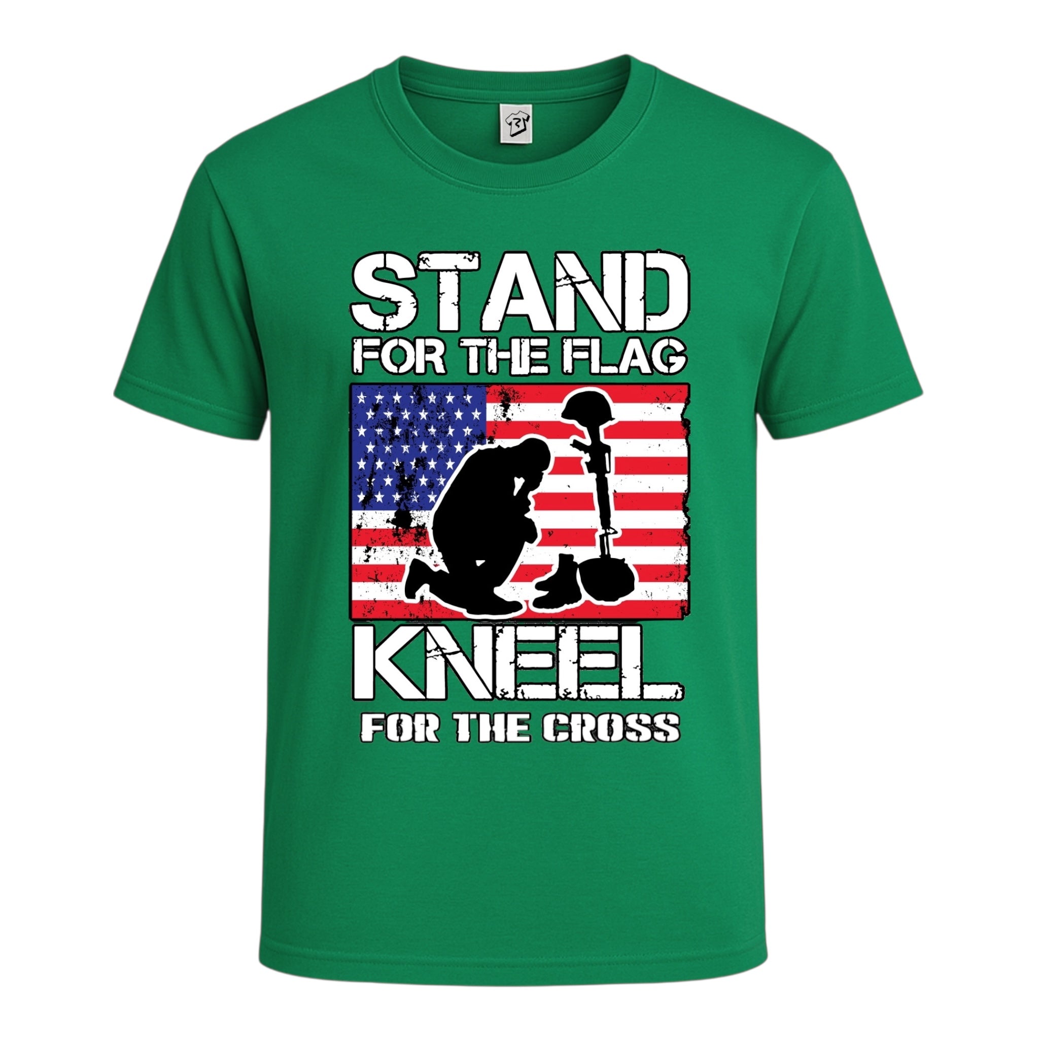 Tees Club graphic tee Stand for the Flag Kneel for the Cross - Cotton Tee Navy Size L detail