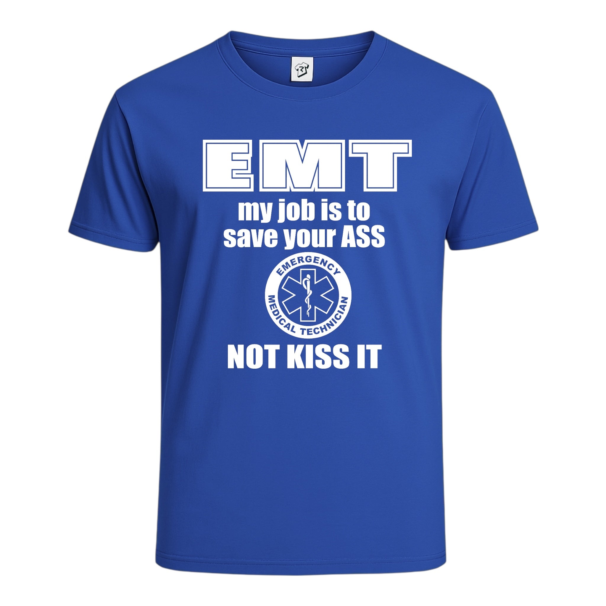 Tees Club graphic tee EMT My Job Is to Save Your Ass Not Kiss It - Cotton Tee Navy Size XL detail