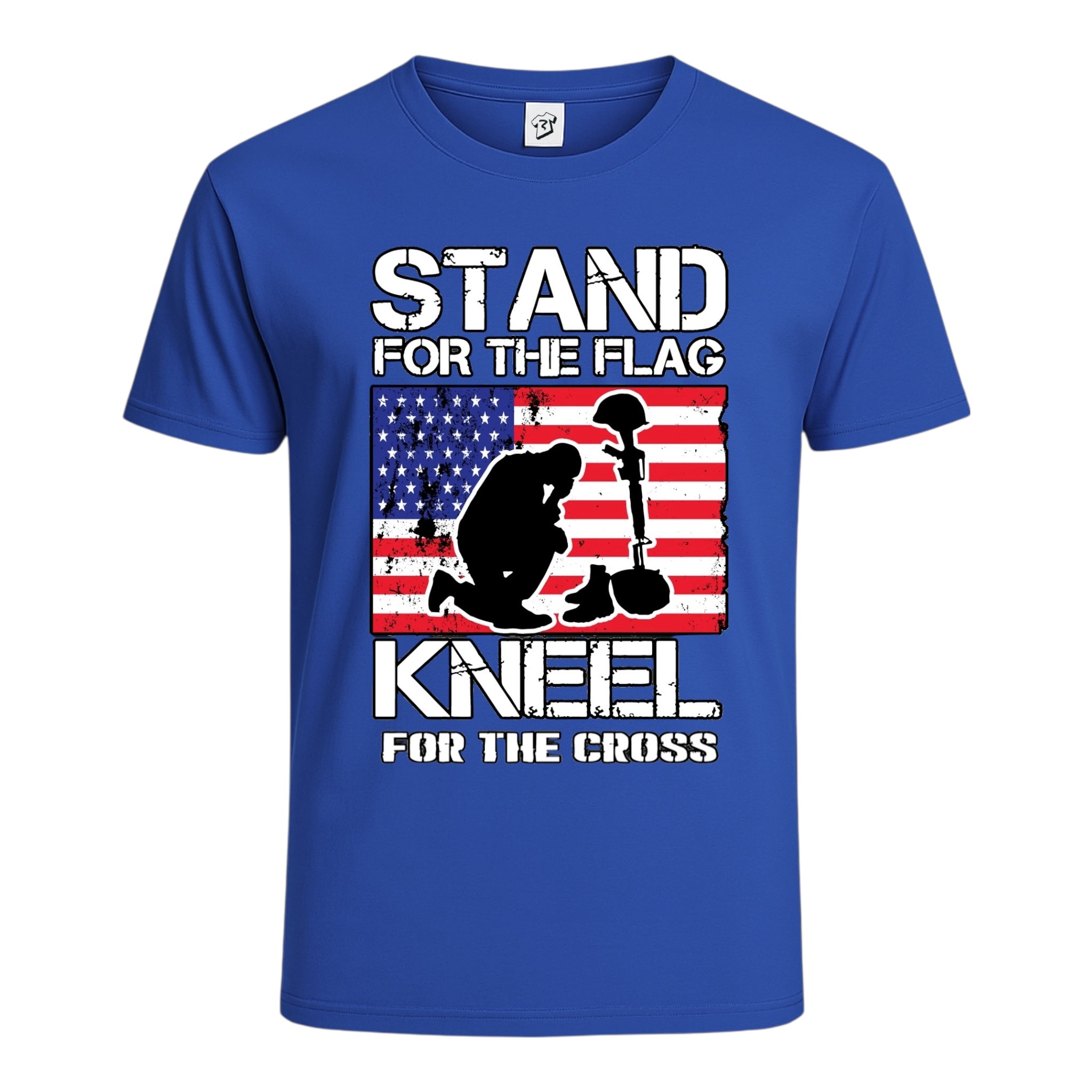 Tees Club graphic tee Stand for the Flag Kneel for the Cross - Cotton Tee Navy Size 2XL detail