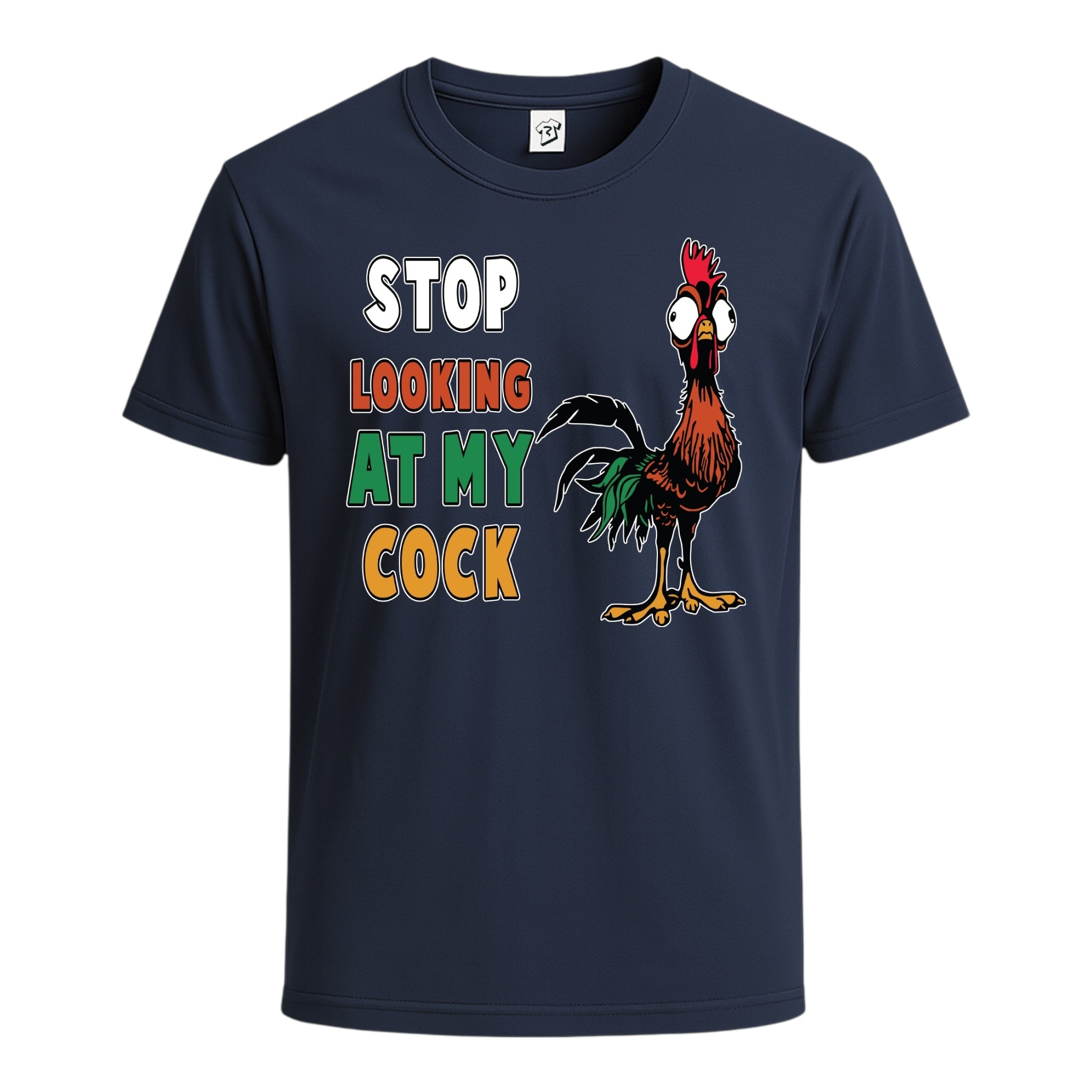 Tees Club graphic tee Stop Looking At My Cock - Cotton Tee Navy Size S back view