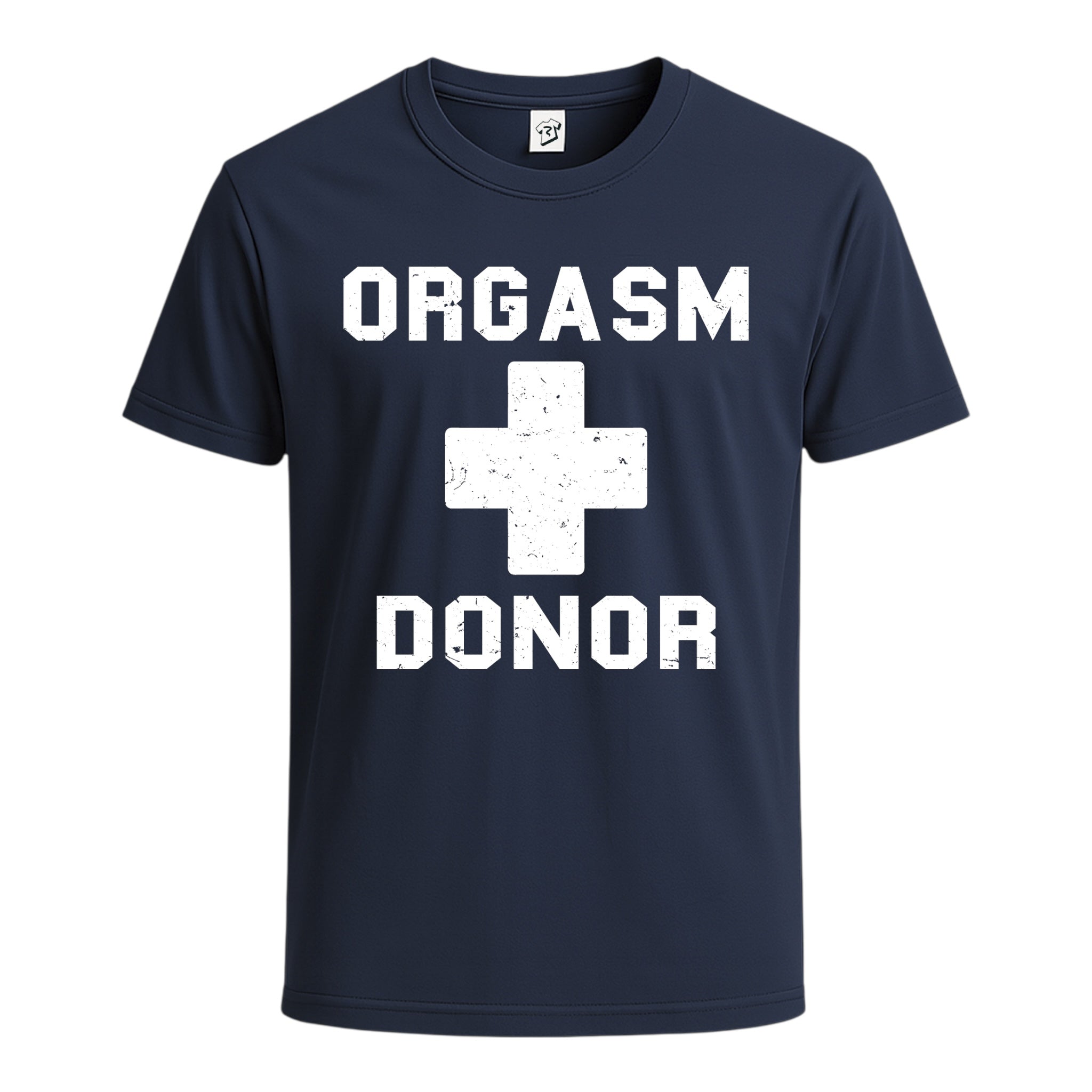 Tees Club graphic tee Orgasm Donor - Cotton Tee Navy Size S back view