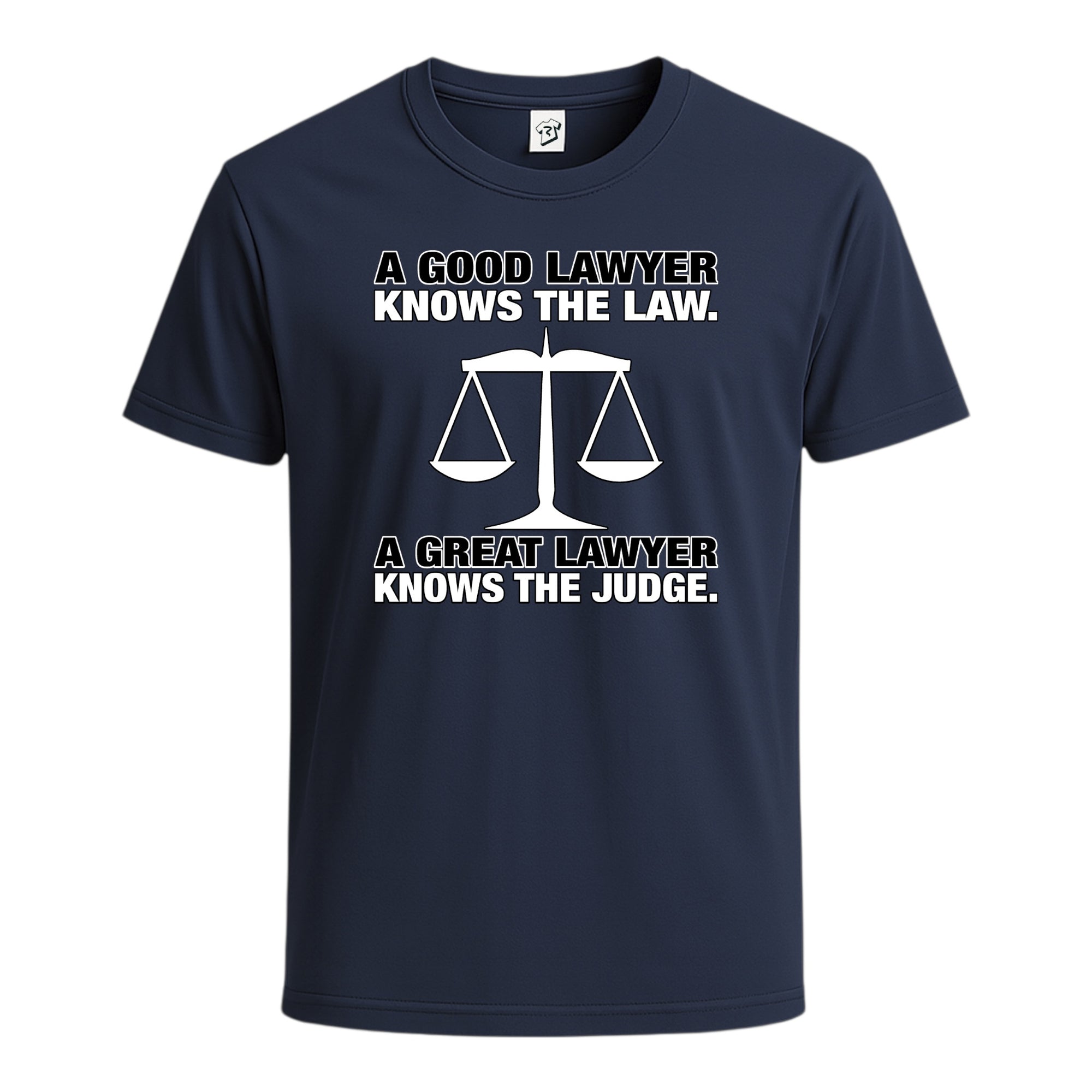 Tees Club graphic tee A Good Lawyer Knows the Law - Cotton Tee Navy Size S back view