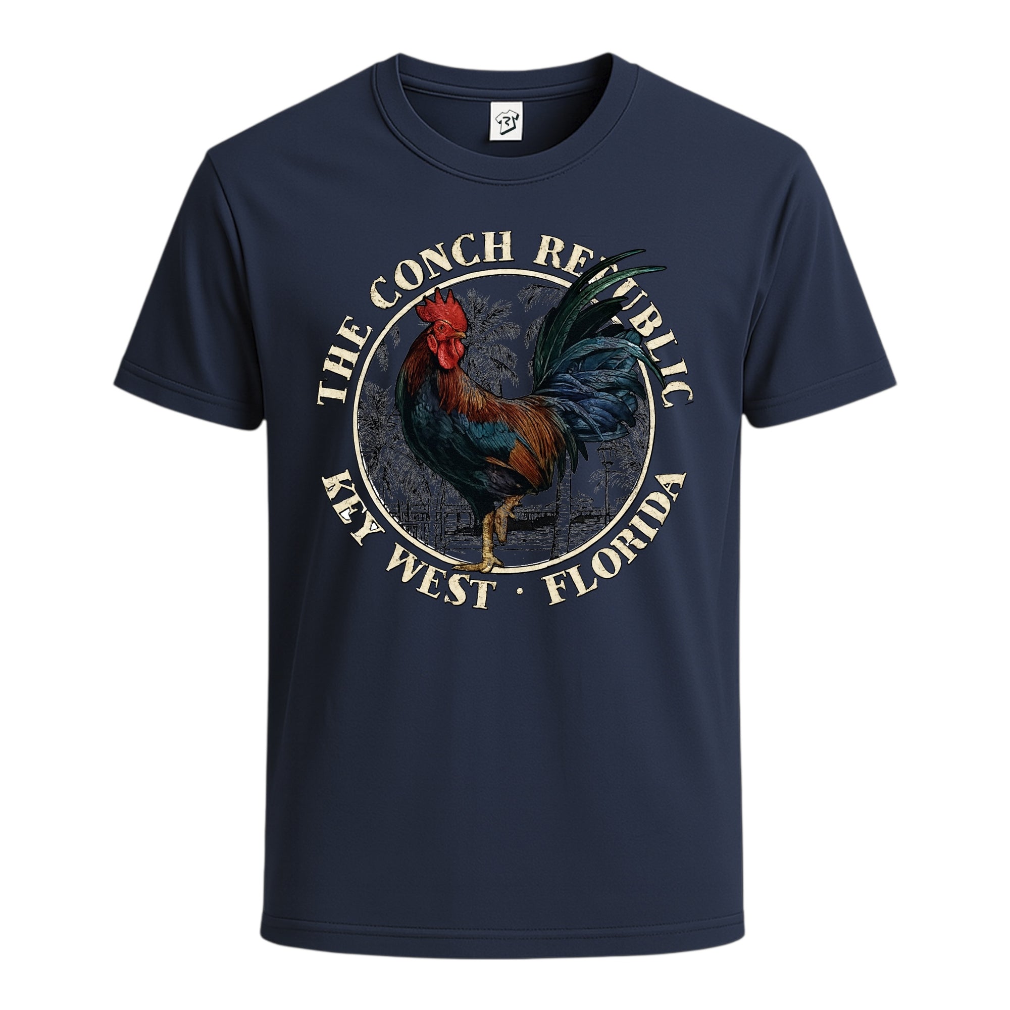 Tees Club graphic tee Rooster Conch Rep KW - Cotton Tee Navy Size S back view