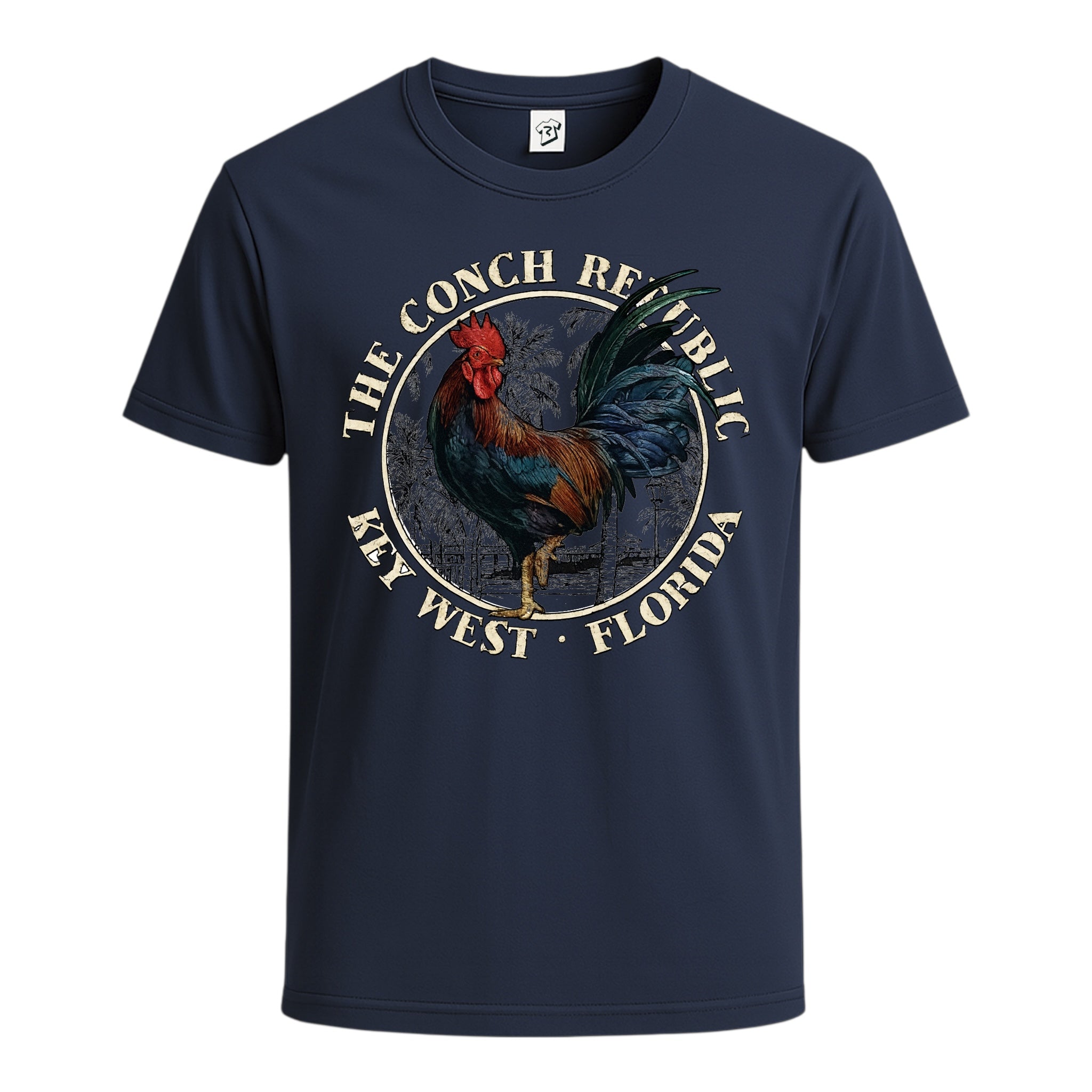 Tees Club graphic tee Rooster Conch Rep KW - Cotton Tee Navy Size S back view
