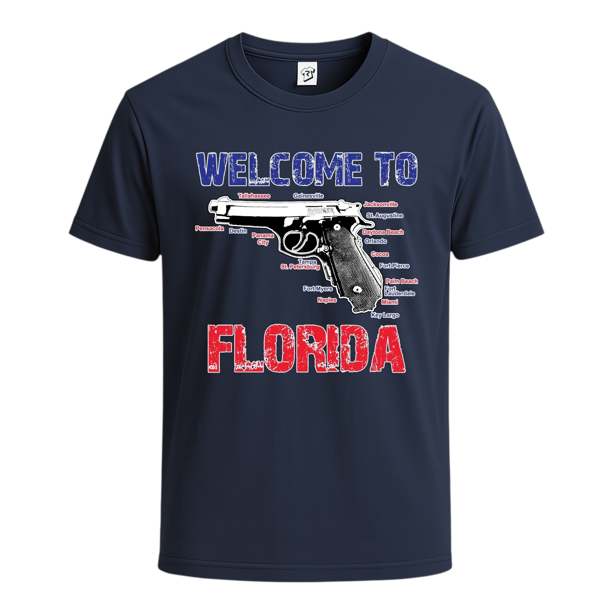 Tees Club graphic tee Welcome to Florida - Cotton Tee Navy Size S back view