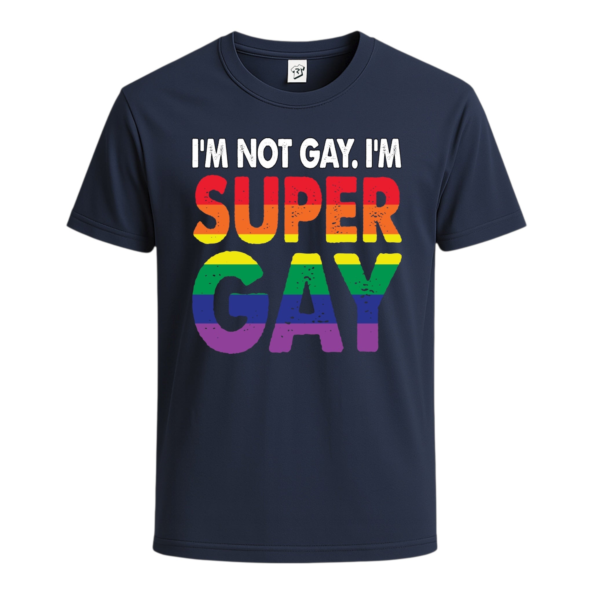 Tees Club graphic tee I'm Not Gay I'm Super Gay - Cotton Tee Navy Size S back view