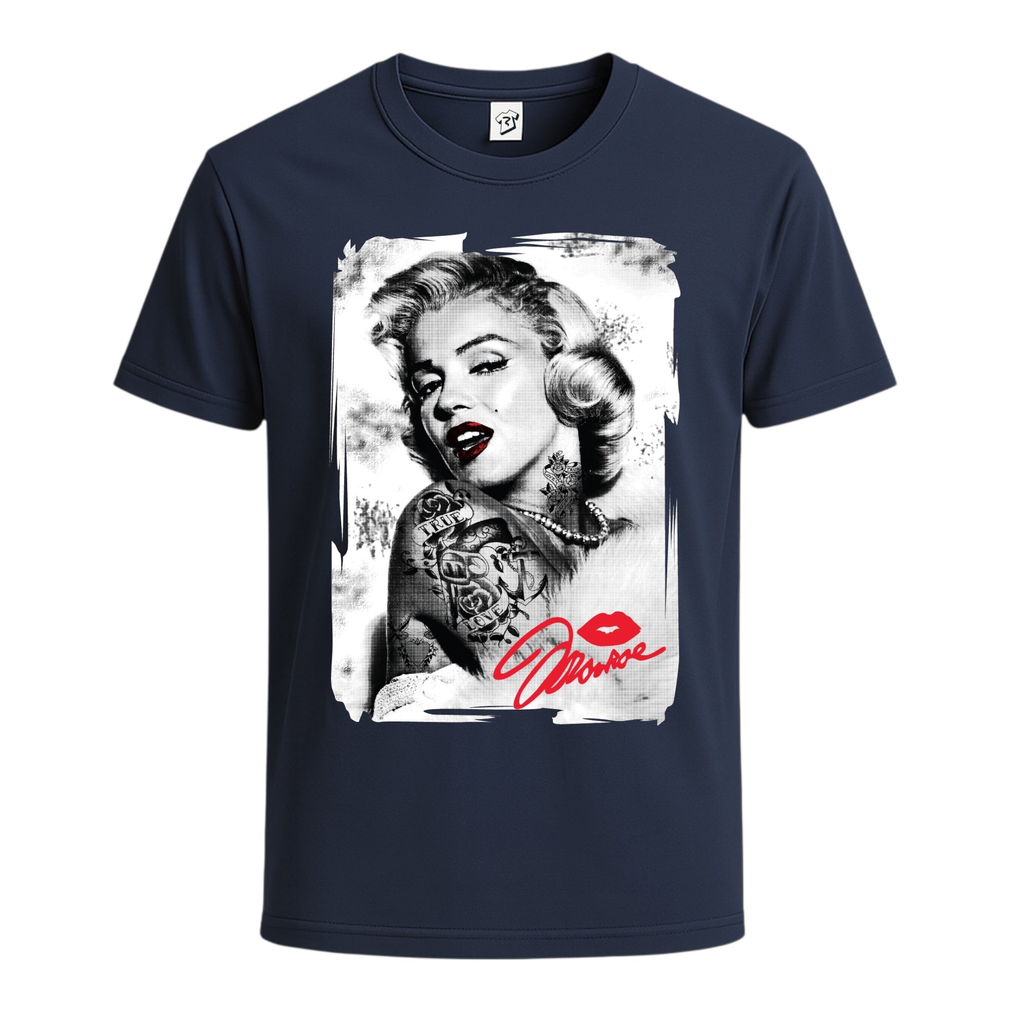Tees Club graphic tee Marilyn Monroe Kiss - Cotton Tee Navy Size S front view