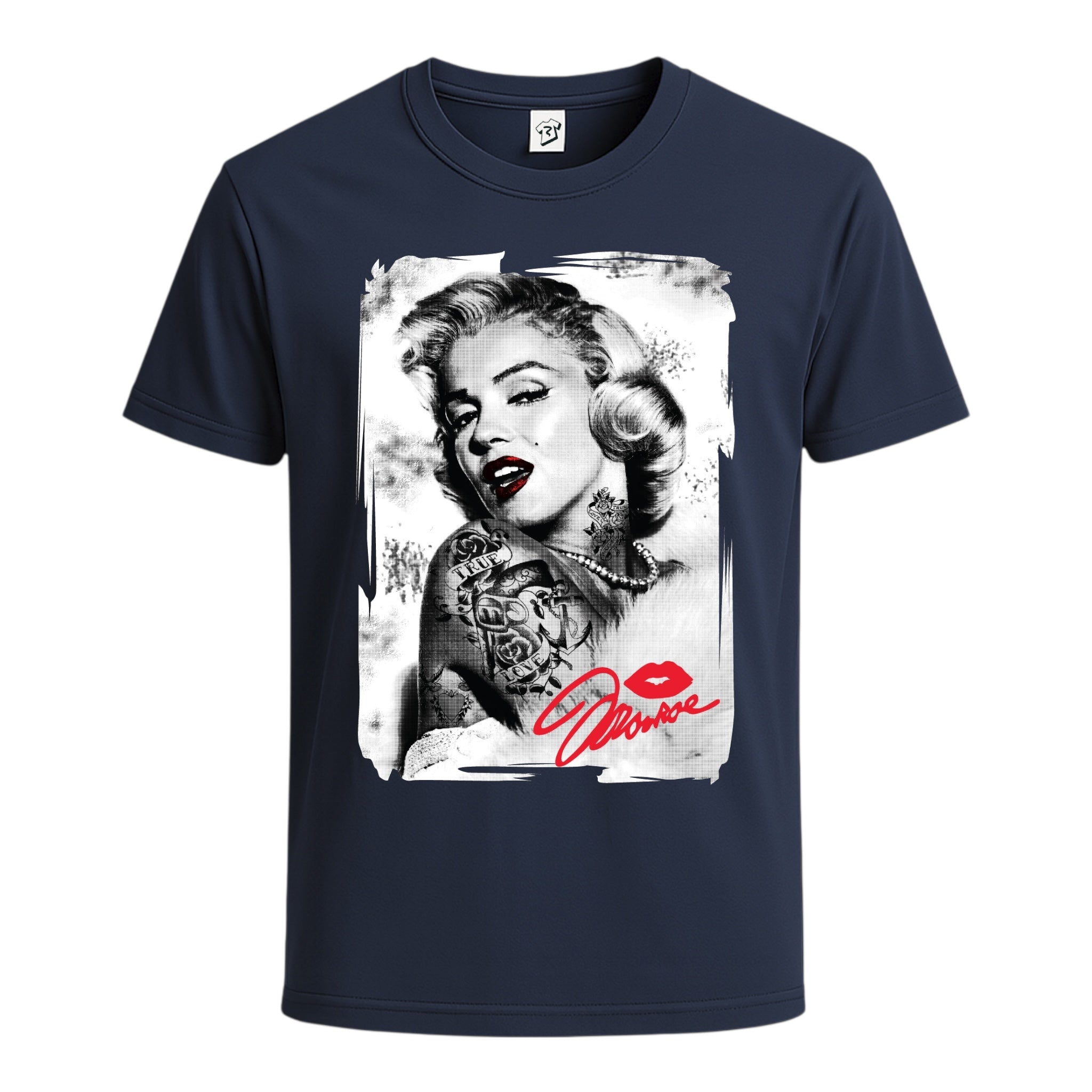 Tees Club graphic tee Marilyn Monroe Kiss - Cotton Tee Navy Size S front view