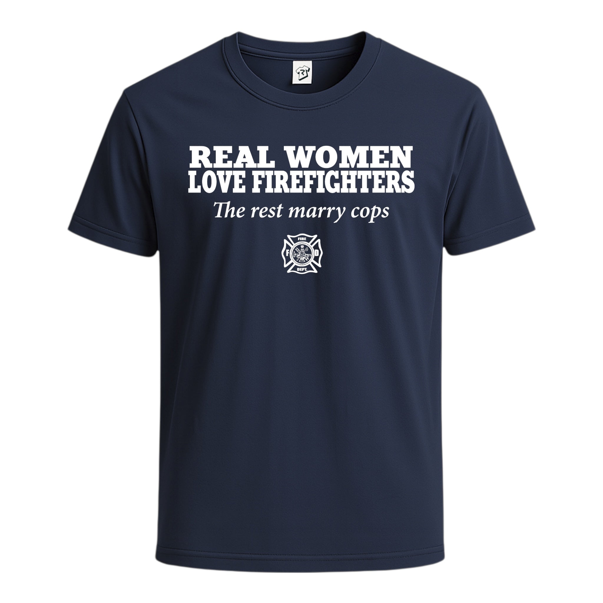 Tees Club graphic tee Real Women Love Firefighters - Cotton Tee Navy Size M detail