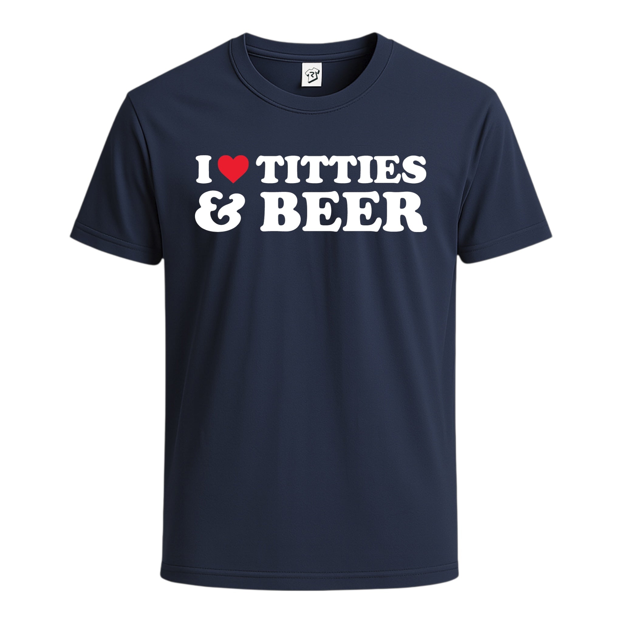 Tees Club graphic tee I Love Titties & Beer - Cotton Tee Navy Size S front view