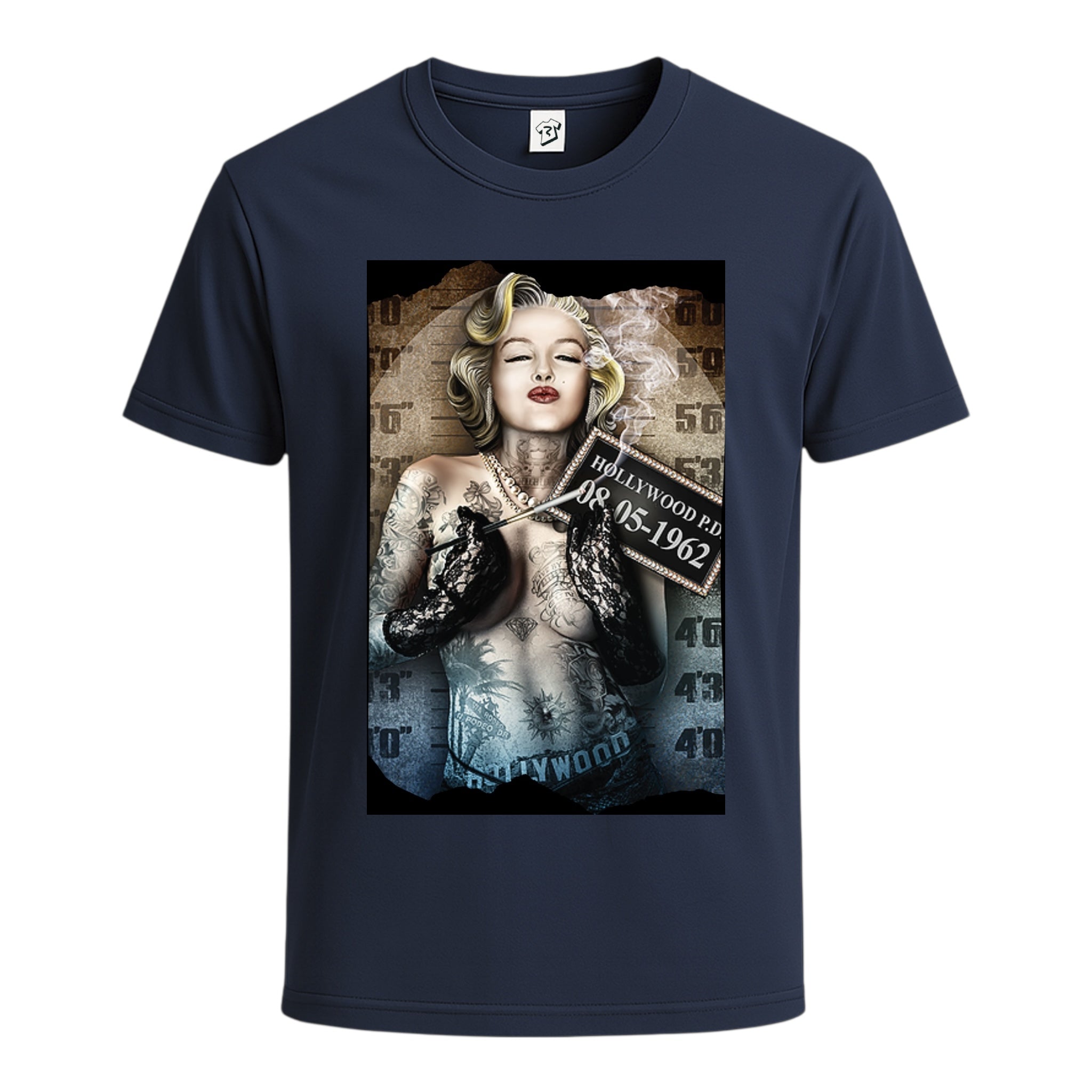 Tees Club graphic tee Marilyn Monroe Hollywood - Cotton Tee Navy Size S front view
